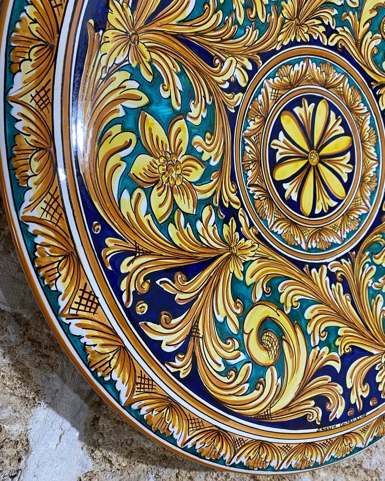 Piatto Onda Decorativo dipinto a mano cm D.60 Decoro n.1 - DD CERAMICHE SICILIANE