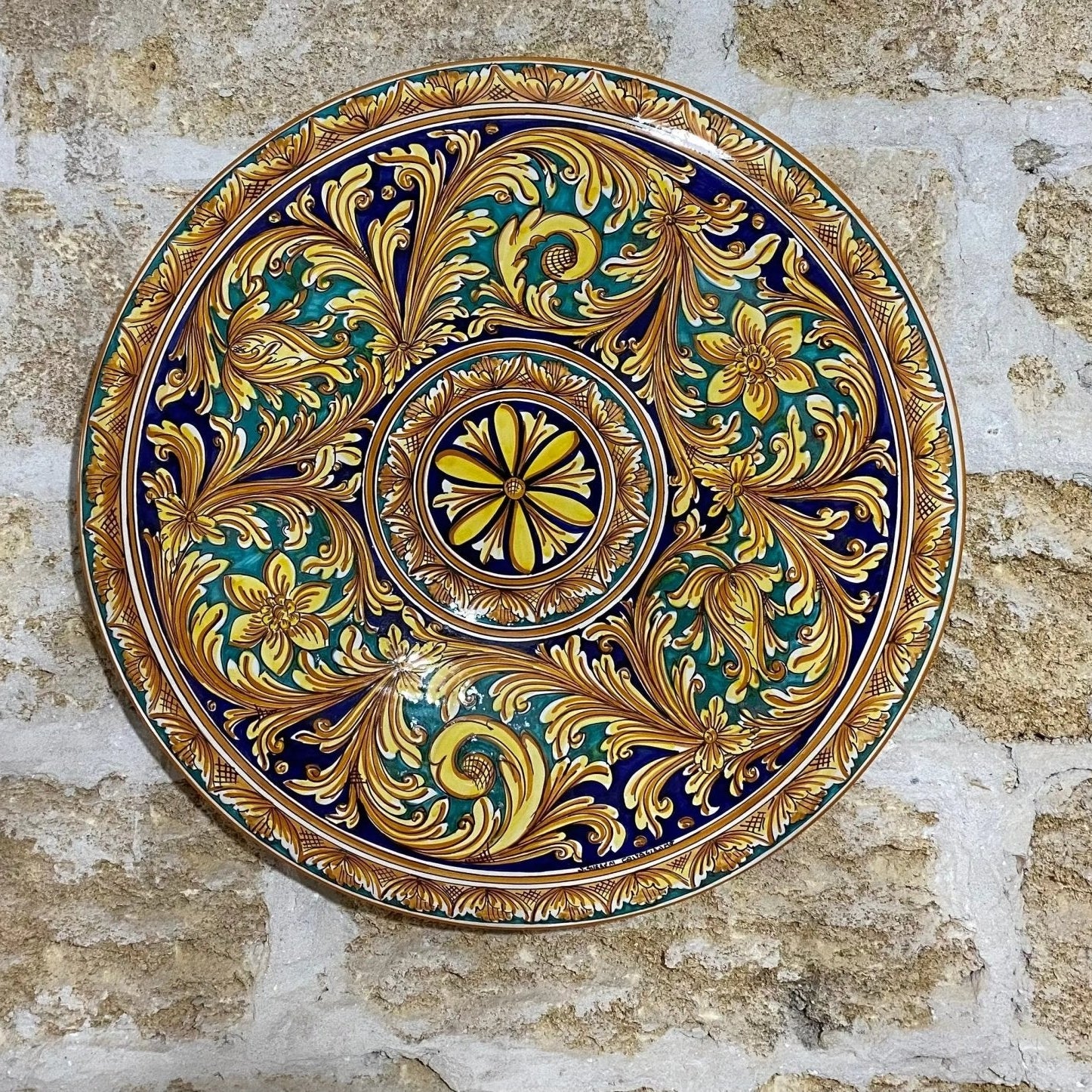 Piatto Onda Decorativo dipinto a mano cm D.60 Decoro n.1 - DD CERAMICHE SICILIANE