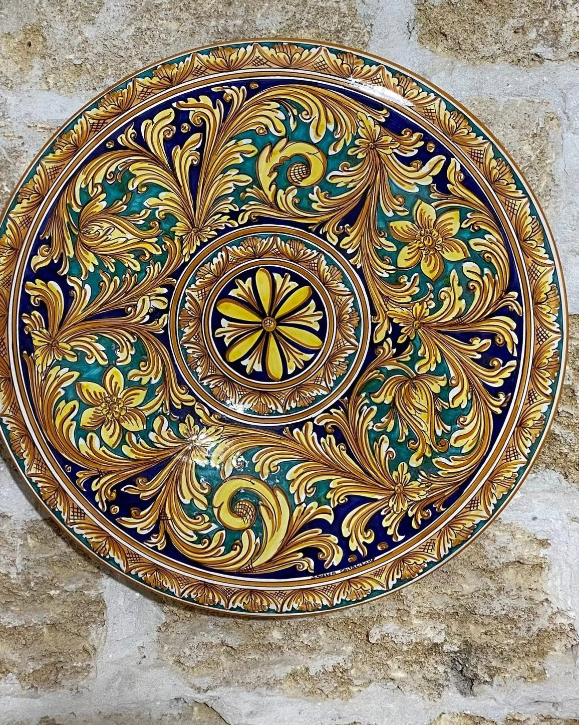 Piatto Onda Decorativo dipinto a mano cm D.60 Decoro n.1 - DD CERAMICHE SICILIANE