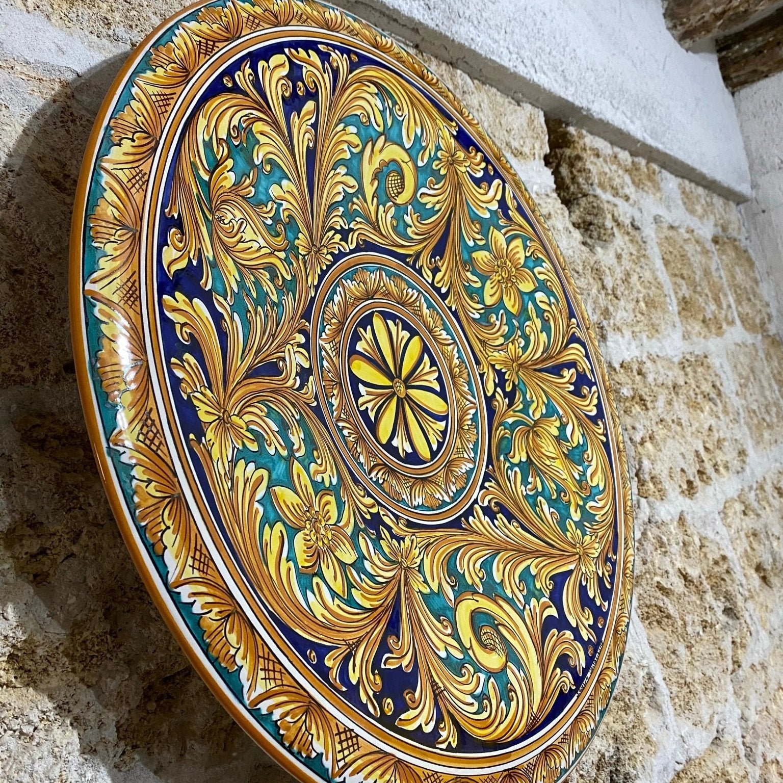 Piatto Onda Decorativo dipinto a mano cm D.60 Decoro n.1 - DD CERAMICHE SICILIANE