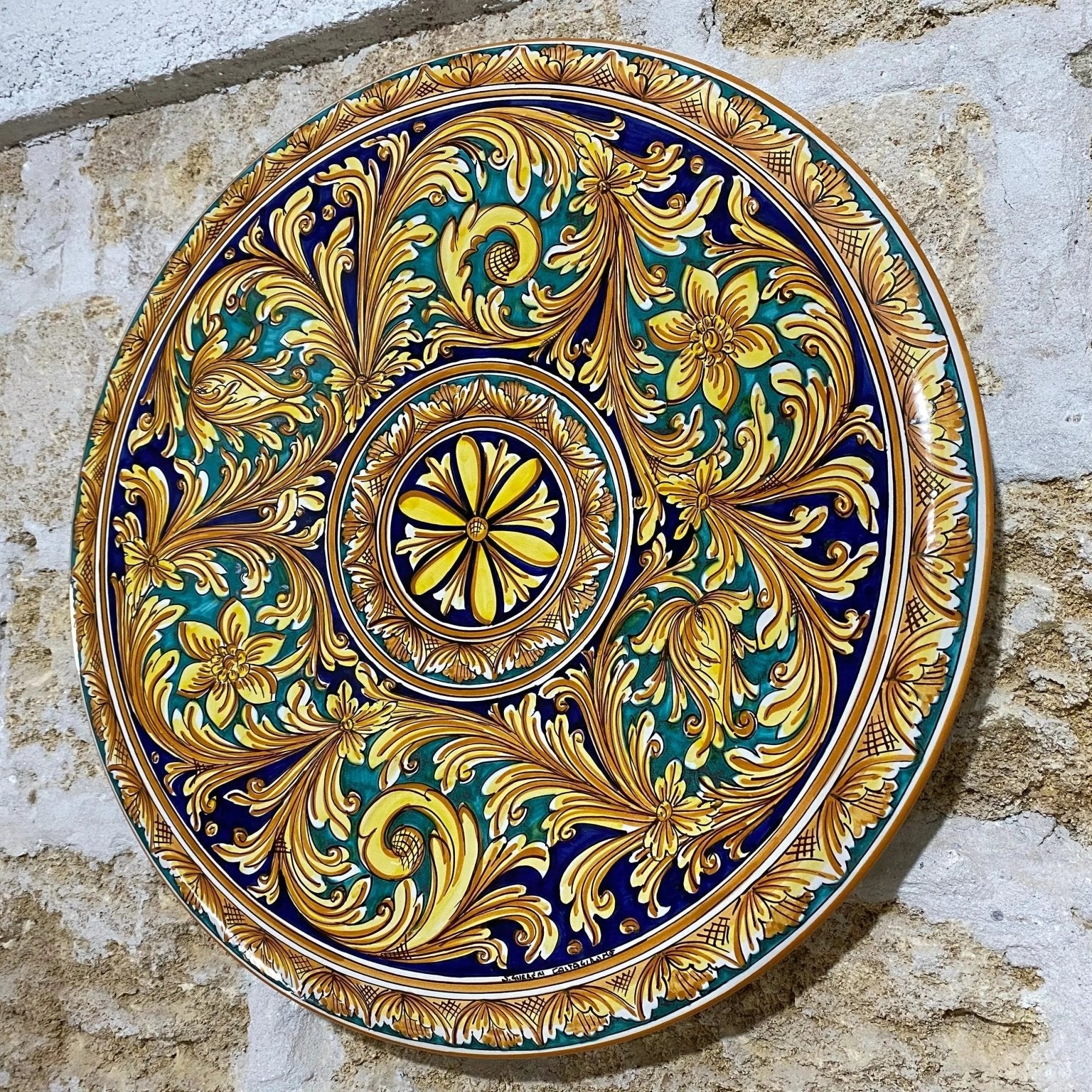 Piatto Onda Decorativo dipinto a mano cm D.60 Decoro n.1 - DD CERAMICHE SICILIANE