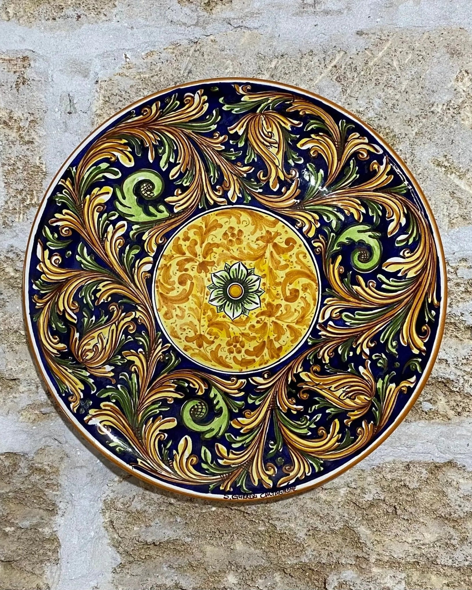 Piatto Piano Decorativo dipinto a mano cm D.45 Decoro n.1 - DD CERAMICHE SICILIANE