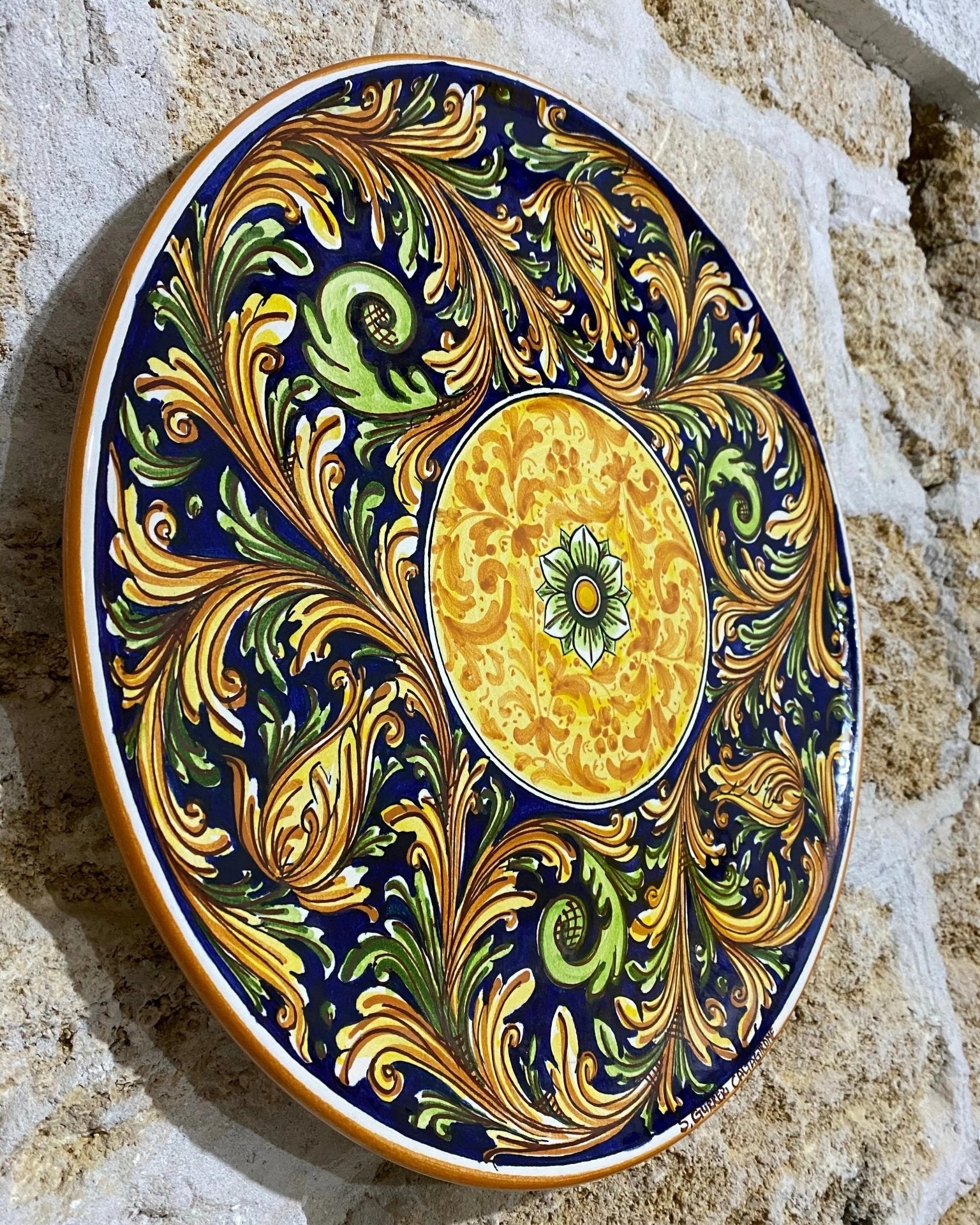 Piatto Piano Decorativo dipinto a mano cm D.45 Decoro n.1 - DD CERAMICHE SICILIANE