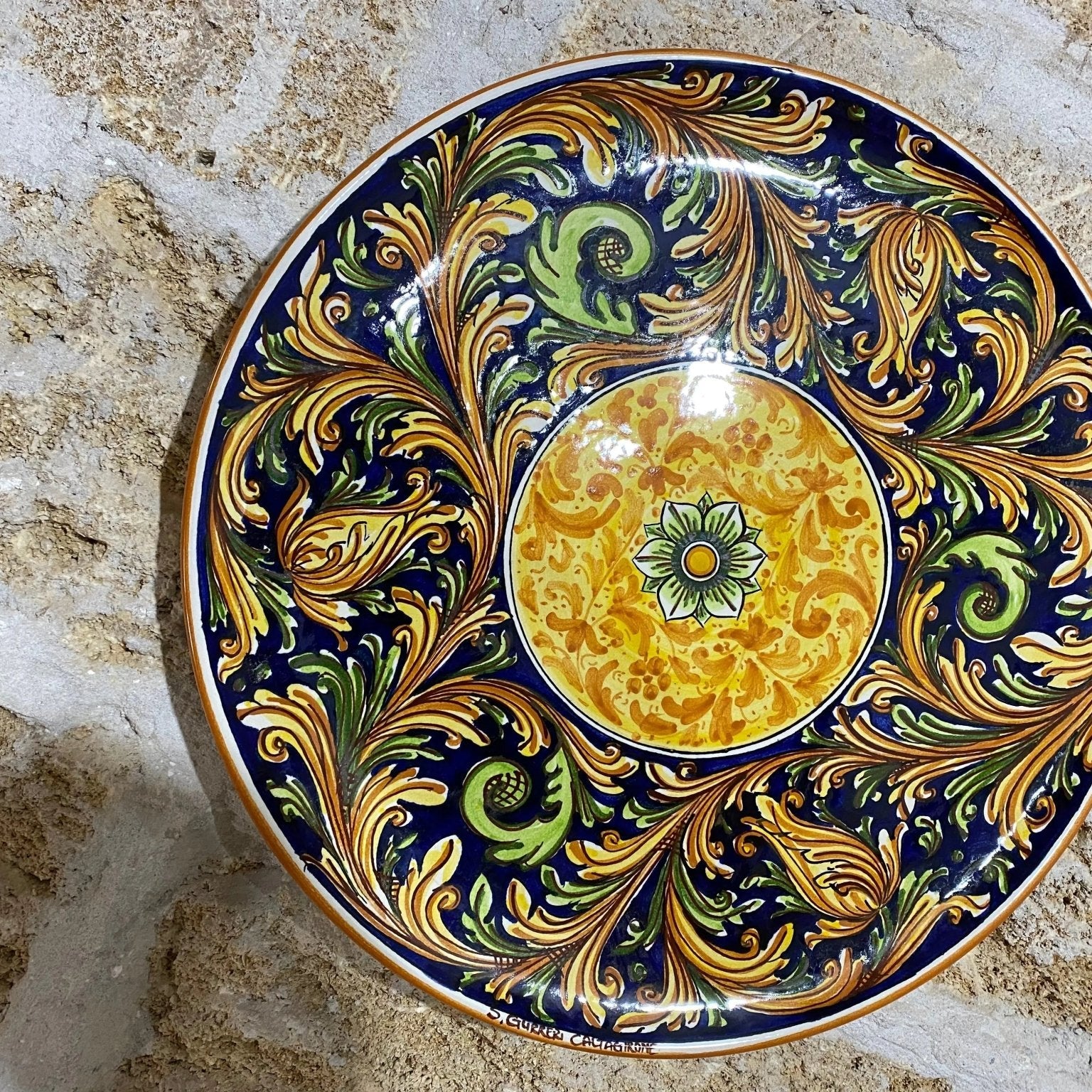 Piatto Piano Decorativo dipinto a mano cm D.45 Decoro n.1 - DD CERAMICHE SICILIANE