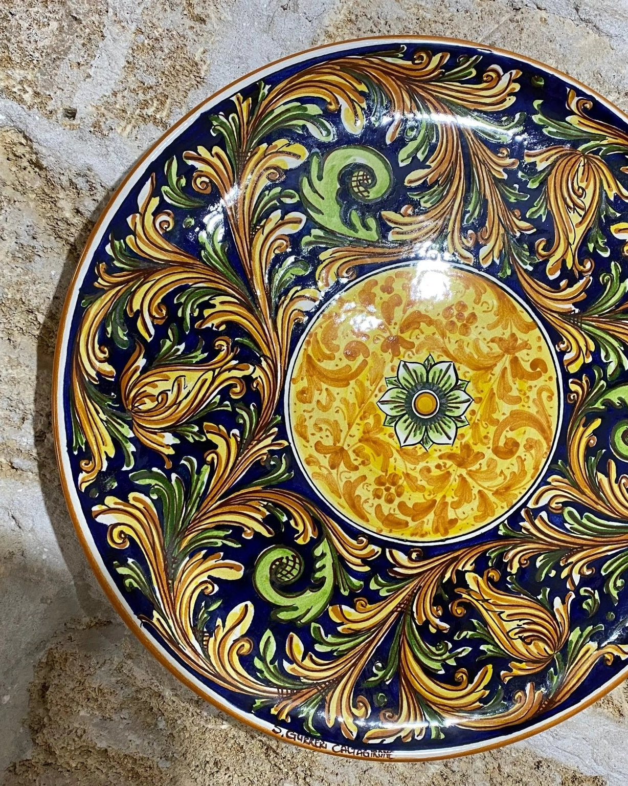 Piatto Piano Decorativo dipinto a mano cm D.45 Decoro n.1 - DD CERAMICHE SICILIANE