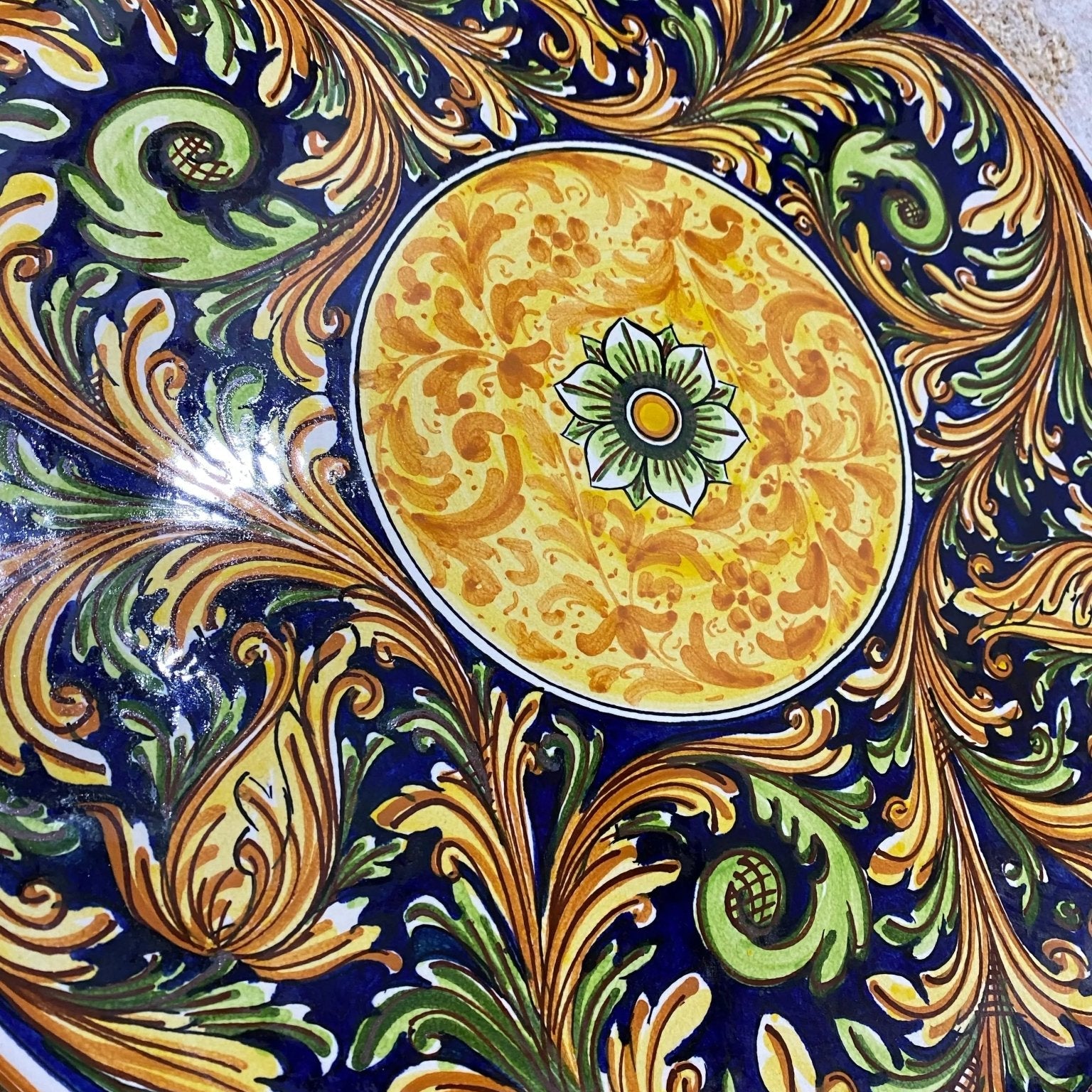 Piatto Piano Decorativo dipinto a mano cm D.45 Decoro n.1 - DD CERAMICHE SICILIANE