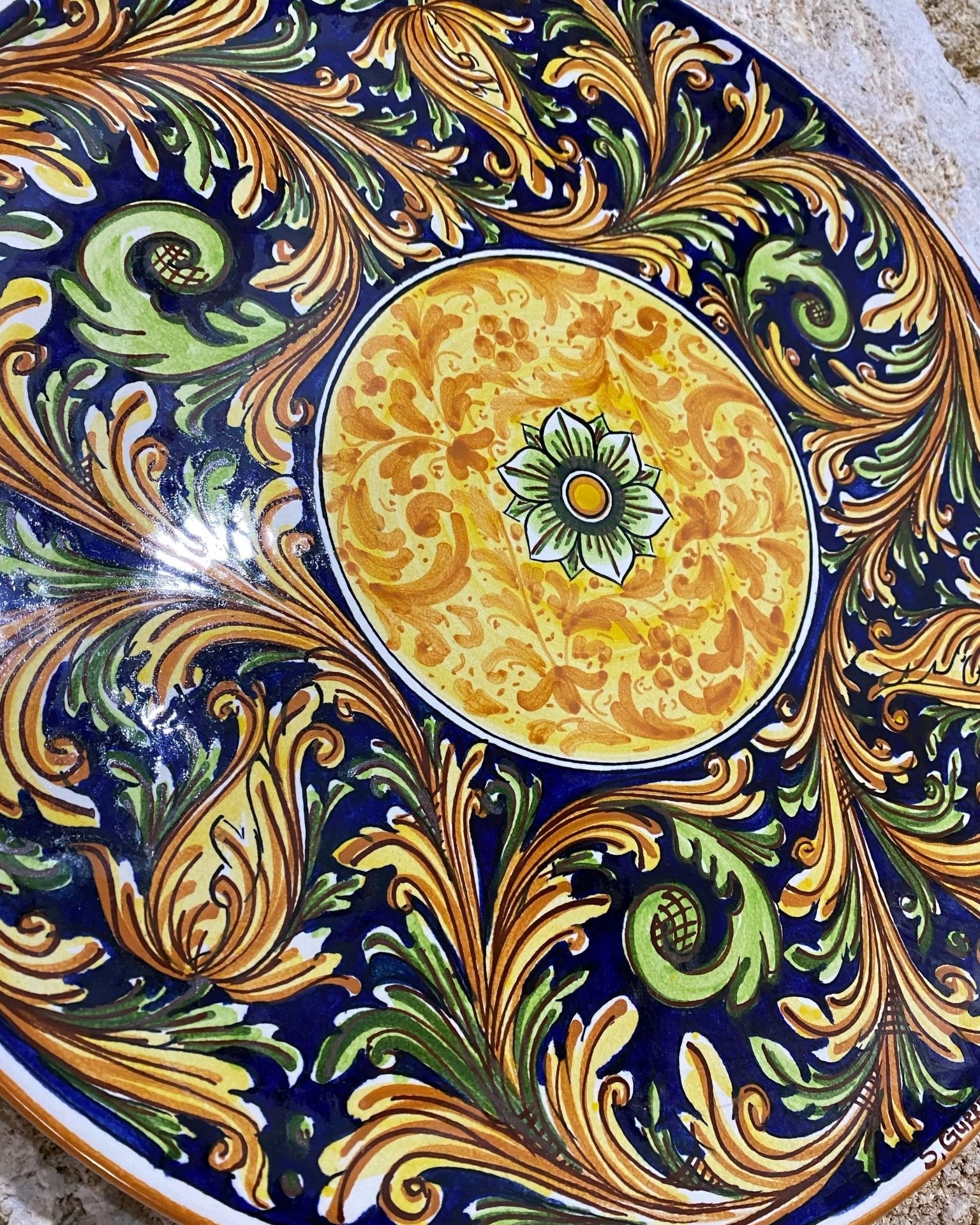 Piatto Piano Decorativo dipinto a mano cm D.45 Decoro n.1 - DD CERAMICHE SICILIANE