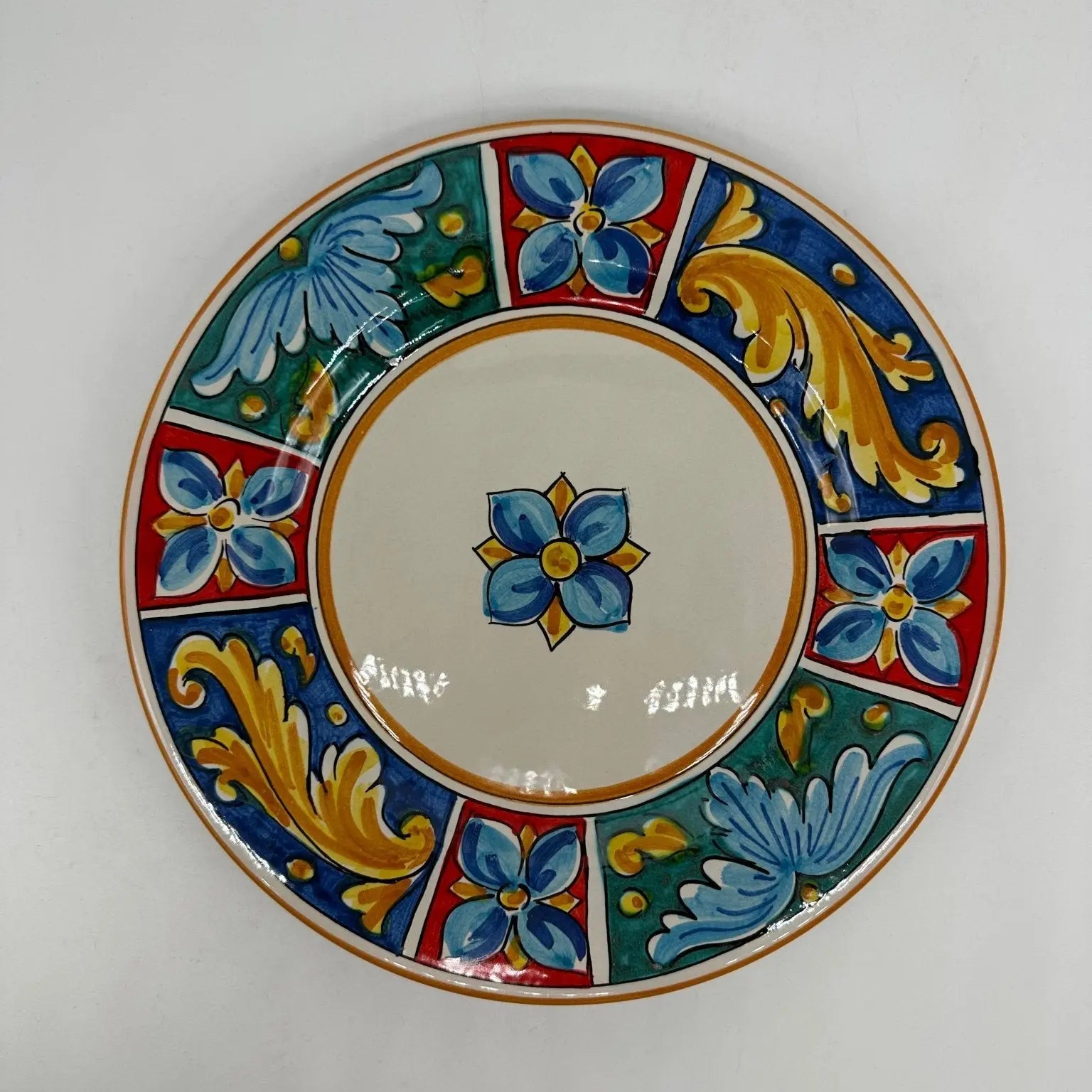 Piatto Piano Uso Alimentare Ceramica Caltagirone - Alabastro - PIATTI SERVIZIO