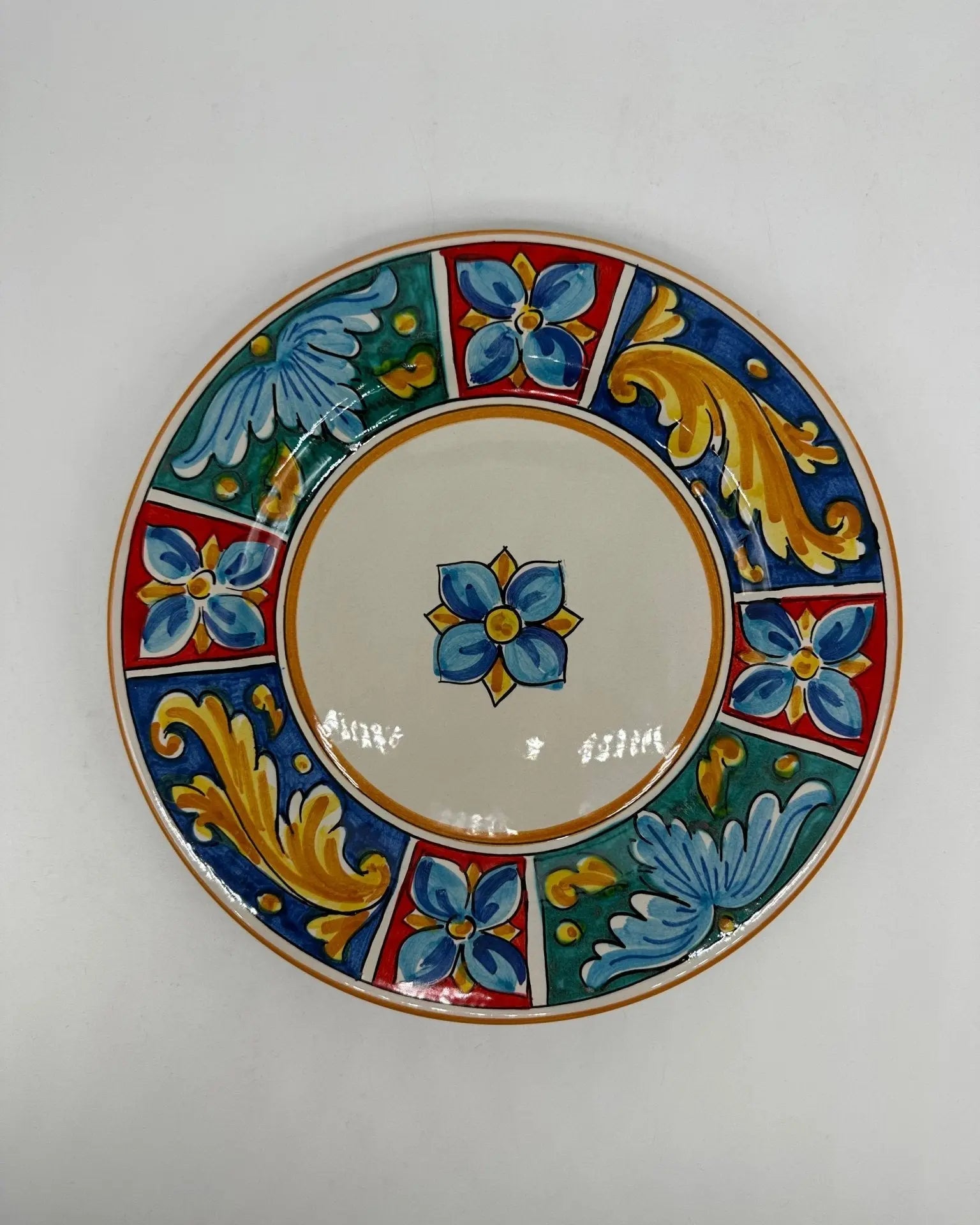 Piatto Piano Uso Alimentare Ceramica Caltagirone - Alabastro - PIATTI SERVIZIO