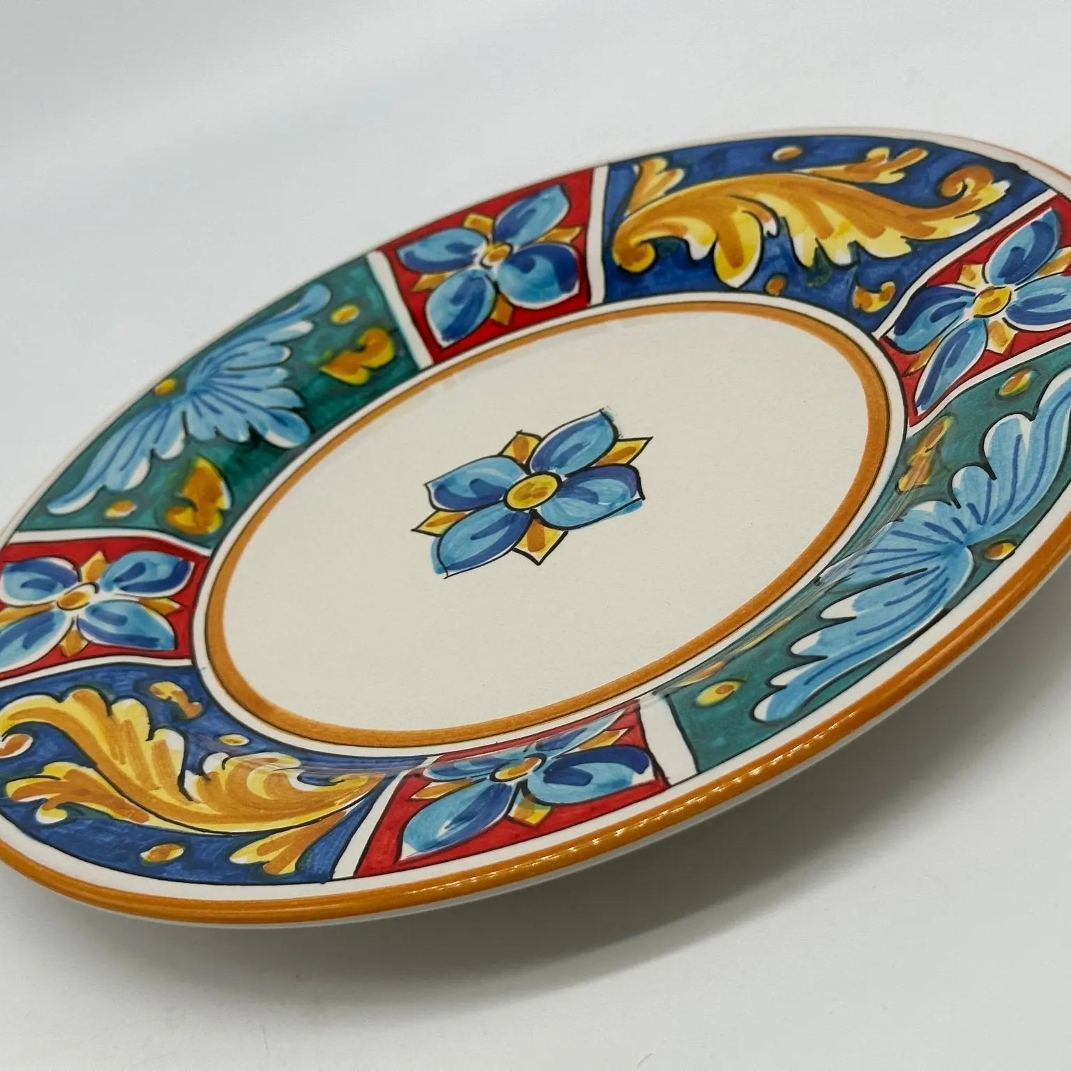 Piatto Piano Uso Alimentare Ceramica Caltagirone - Alabastro - PIATTI SERVIZIO