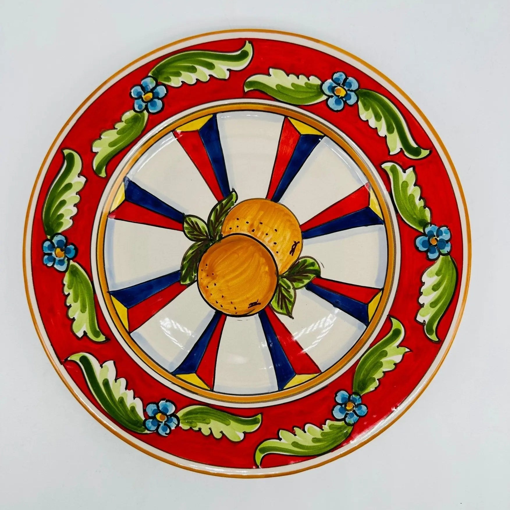 Piatto Piano Uso Alimentare Ceramica Caltagirone - Arancia - PIATTI SERVIZIO