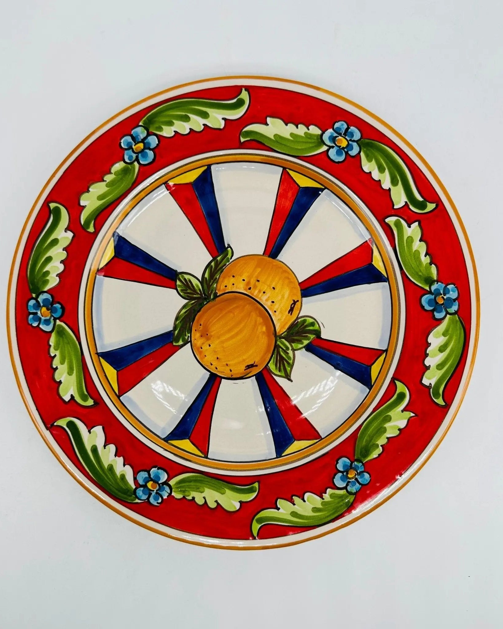 Piatto Piano Uso Alimentare Ceramica Caltagirone - Arancia - PIATTI SERVIZIO