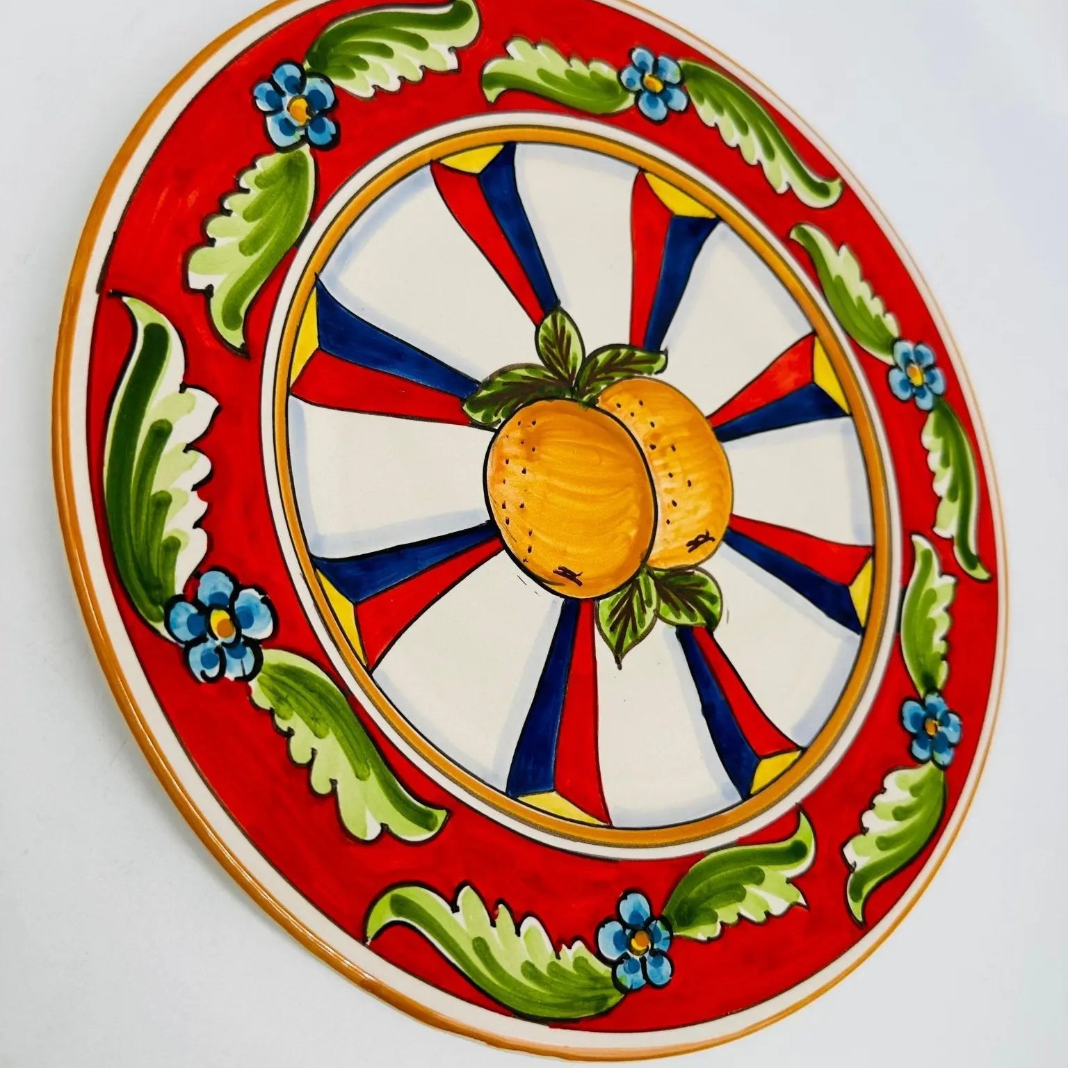 Piatto Piano Uso Alimentare Ceramica Caltagirone - Arancia - PIATTI SERVIZIO