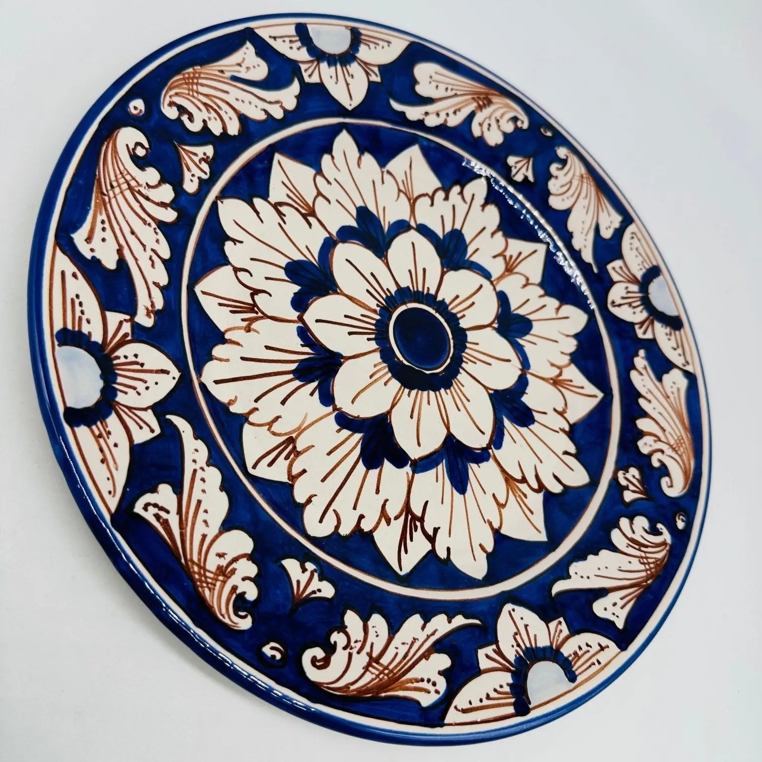 Piatto Piano Uso Alimentare Ceramica Caltagirone - Bluemoon - PIATTI SERVIZIO