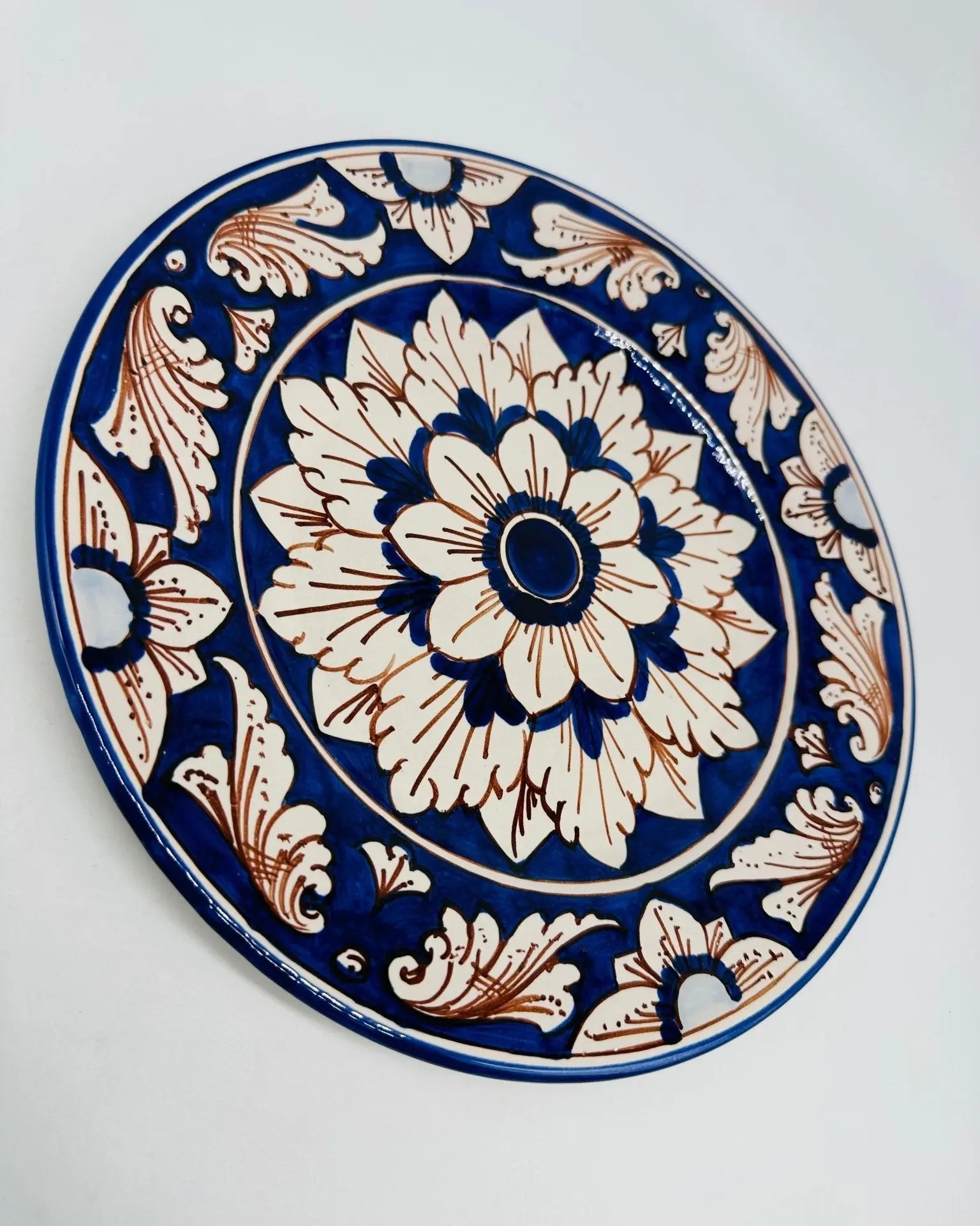 Piatto Piano Uso Alimentare Ceramica Caltagirone - Bluemoon - PIATTI SERVIZIO