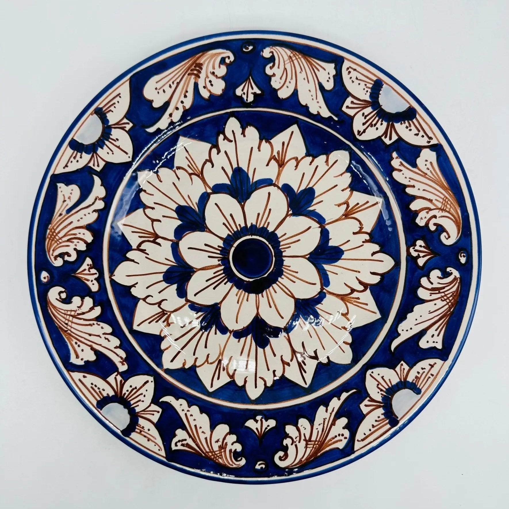 Piatto Piano Uso Alimentare Ceramica Caltagirone - Bluemoon - PIATTI SERVIZIO