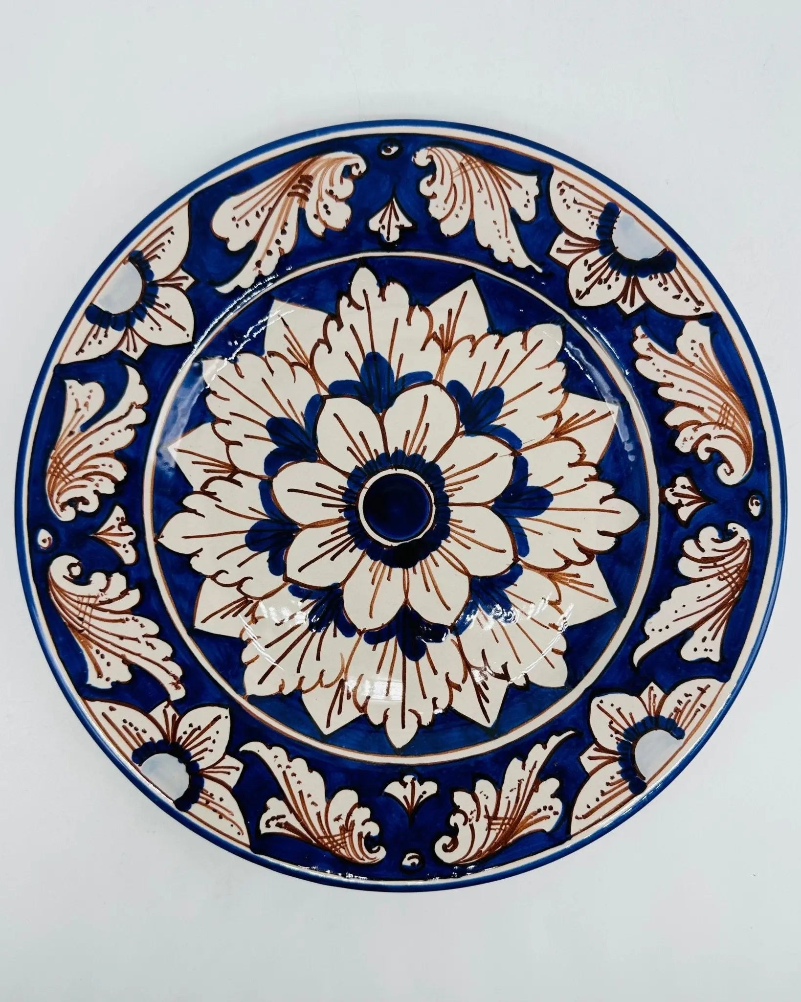 Piatto Piano Uso Alimentare Ceramica Caltagirone - Bluemoon - PIATTI SERVIZIO