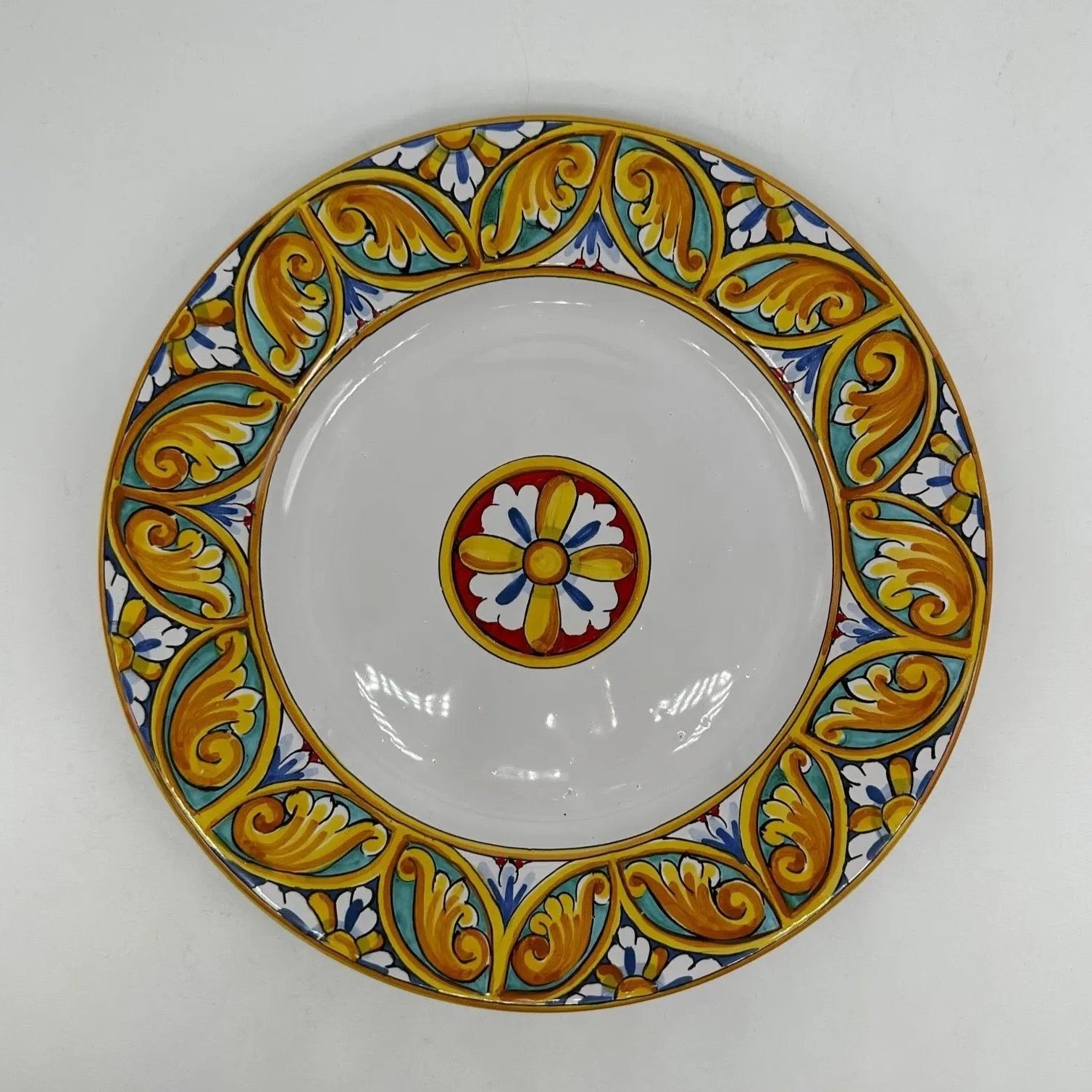 Piatto Piano Uso Alimentare Ceramica Caltagirone - Calcedonio - PIATTI SERVIZIO