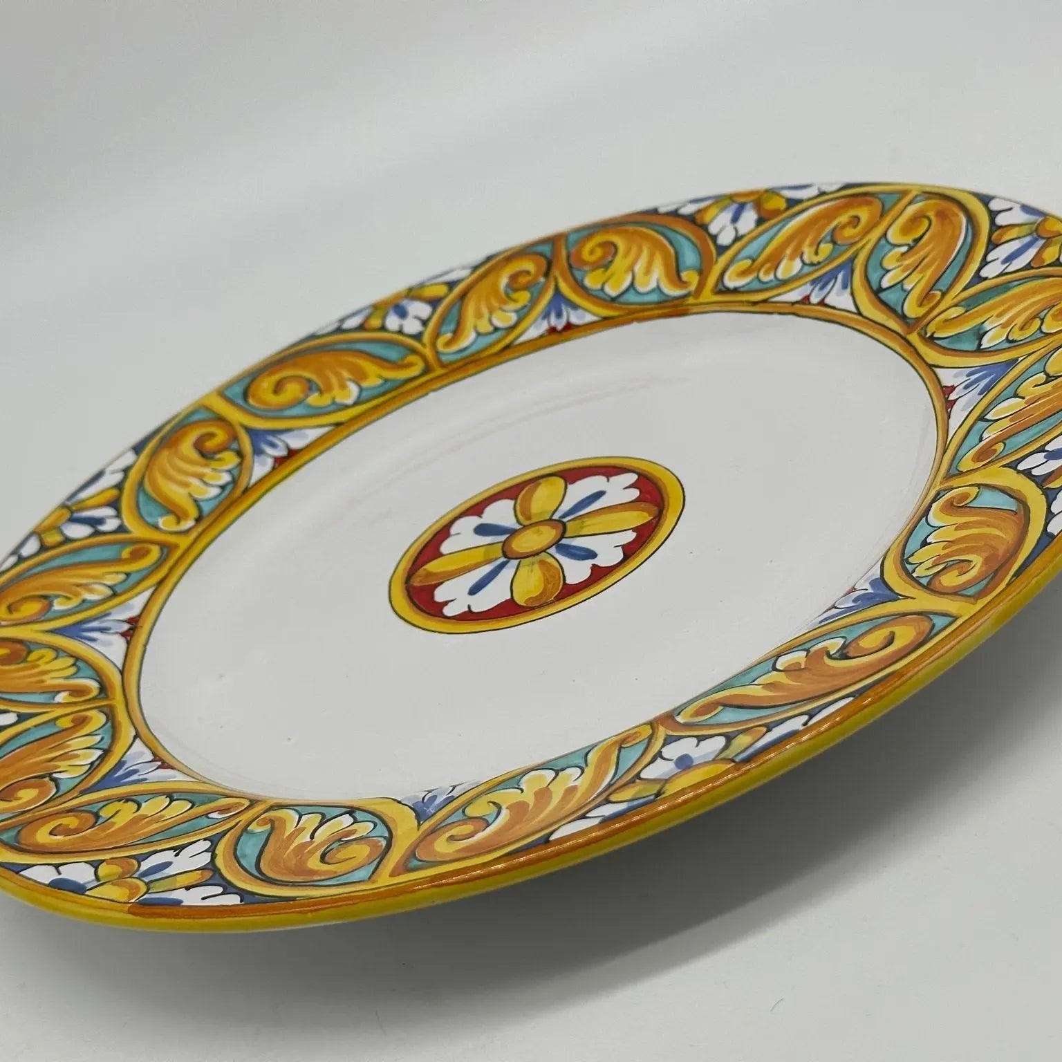 Piatto Piano Uso Alimentare Ceramica Caltagirone - Calcedonio - PIATTI SERVIZIO