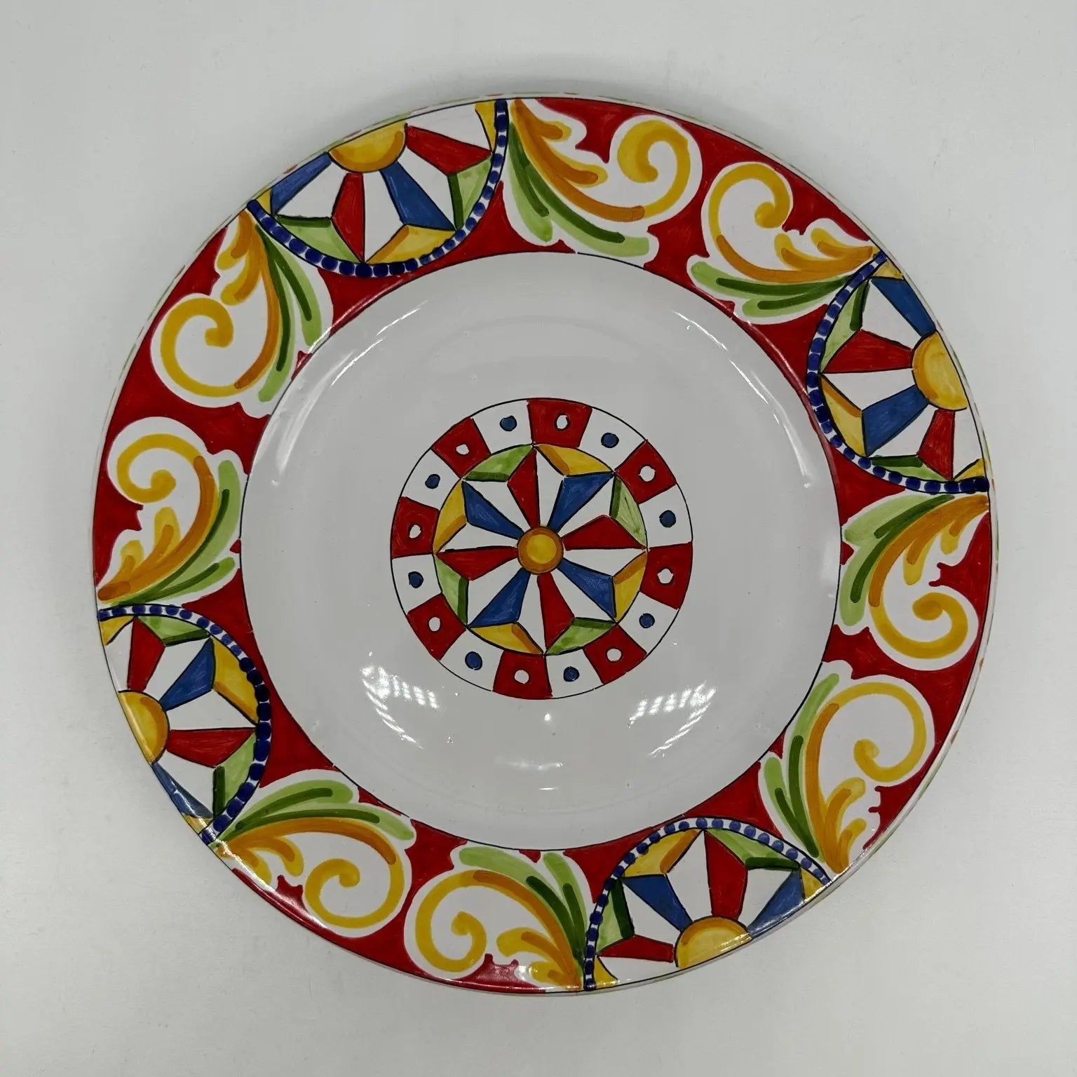 Piatto Piano Uso Alimentare Ceramica Caltagirone - Carretto - PIATTI SERVIZIO