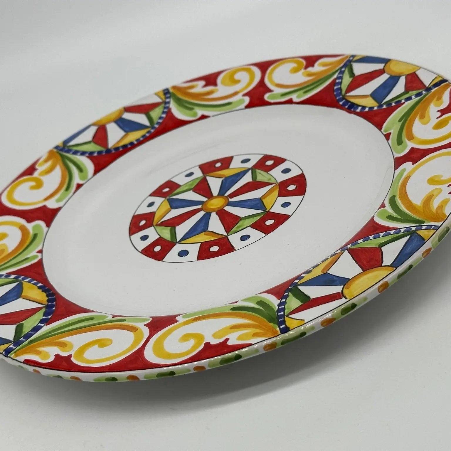 Piatto Piano Uso Alimentare Ceramica Caltagirone - Carretto - PIATTI SERVIZIO