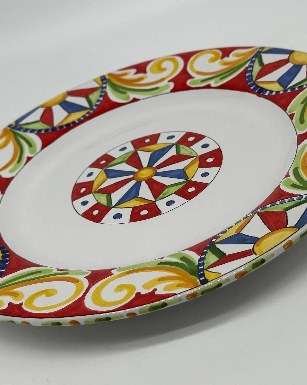 Piatto Piano Uso Alimentare Ceramica Caltagirone - Carretto - PIATTI SERVIZIO