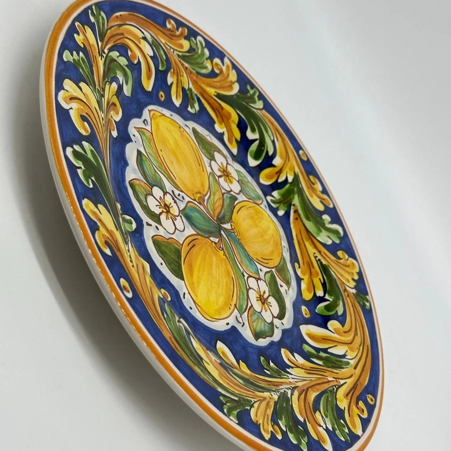 Piatto Piano Uso Alimentare Ceramica Caltagirone - Citrino - PIATTI SERVIZIO