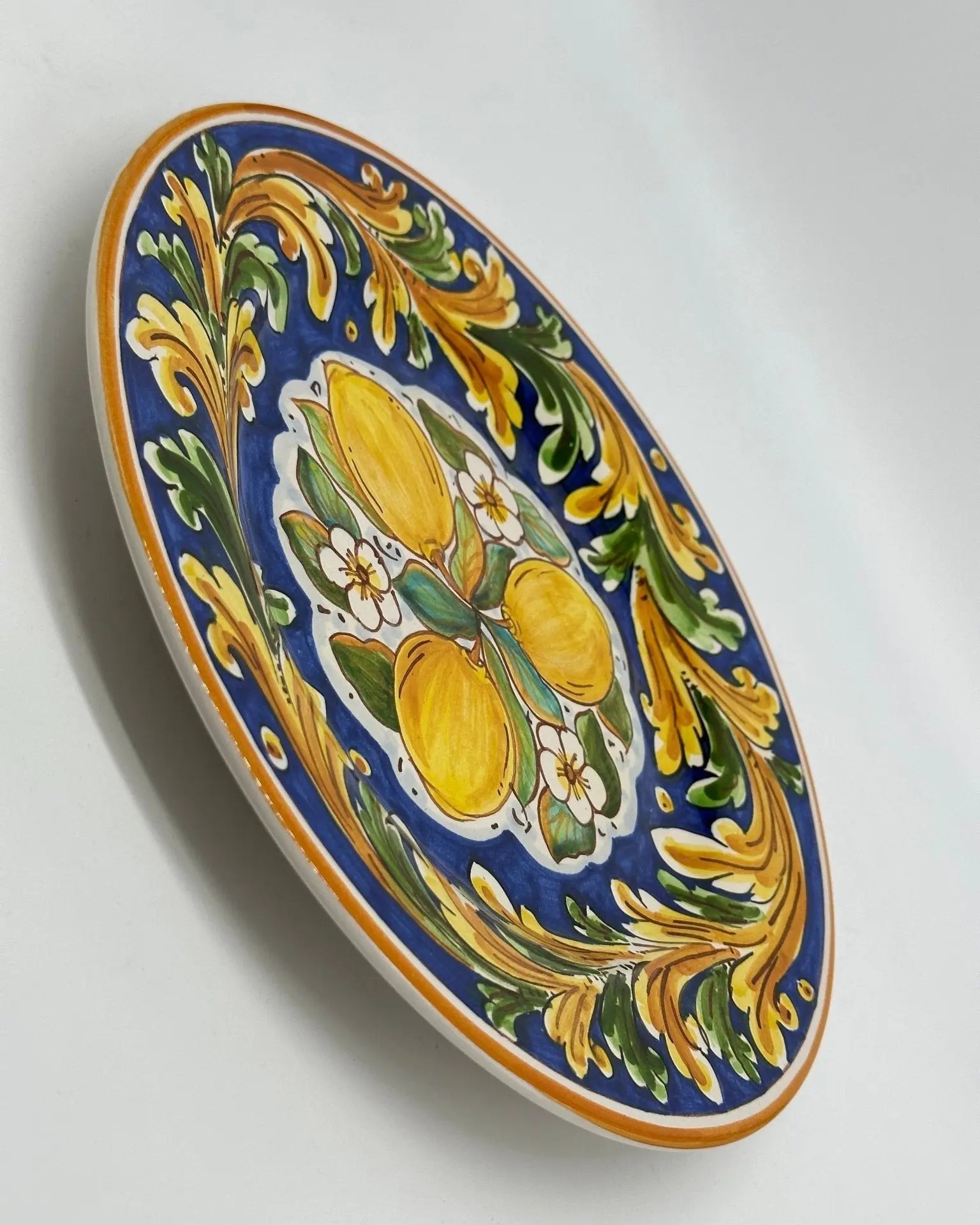 Piatto Piano Uso Alimentare Ceramica Caltagirone - Citrino - PIATTI SERVIZIO