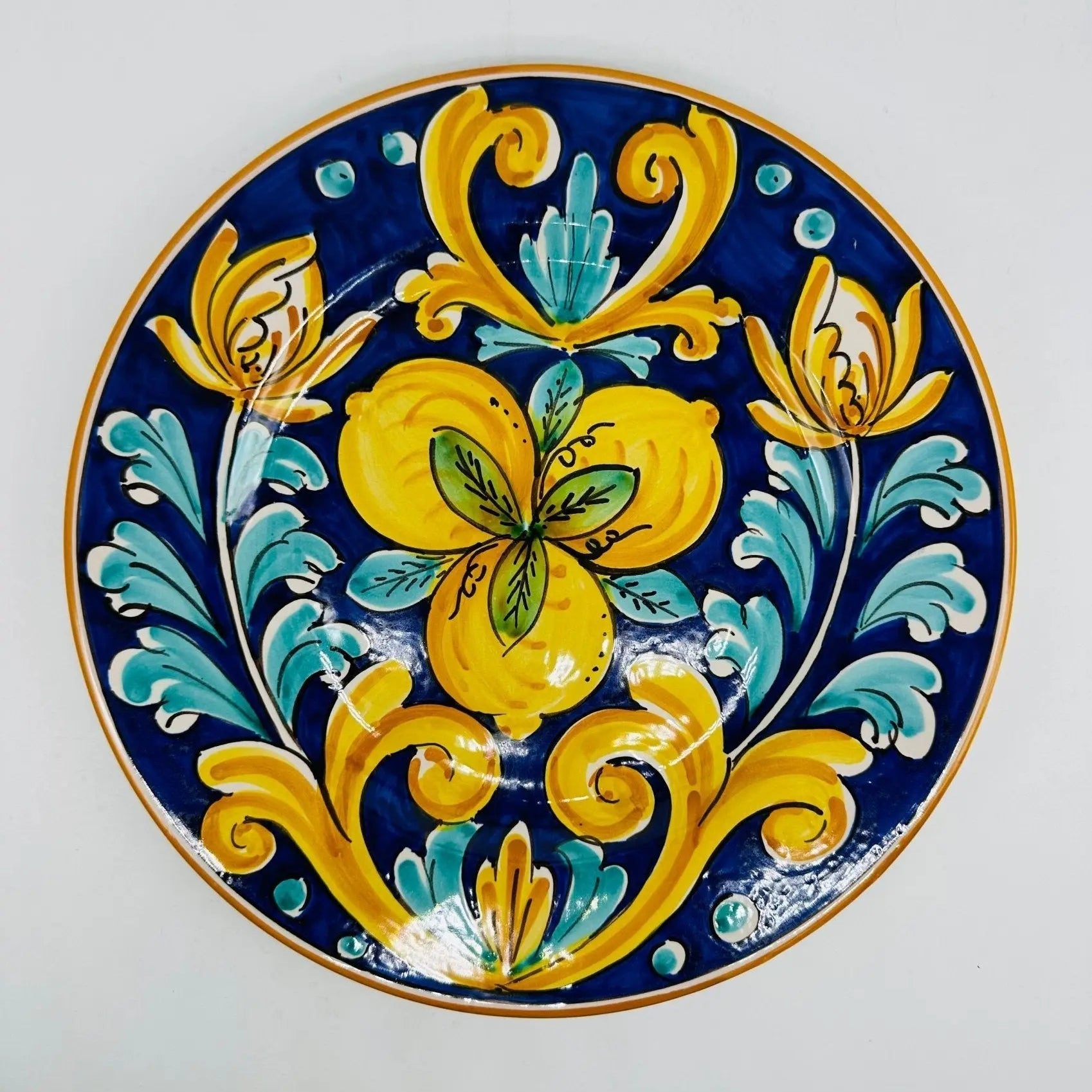 Piatto Piano Uso Alimentare Ceramica Caltagirone - Citron - PIATTI SERVIZIO