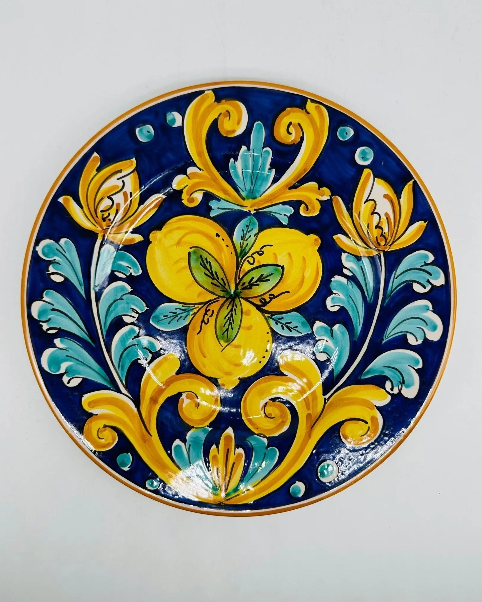 Piatto Piano Uso Alimentare Ceramica Caltagirone - Citron - PIATTI SERVIZIO