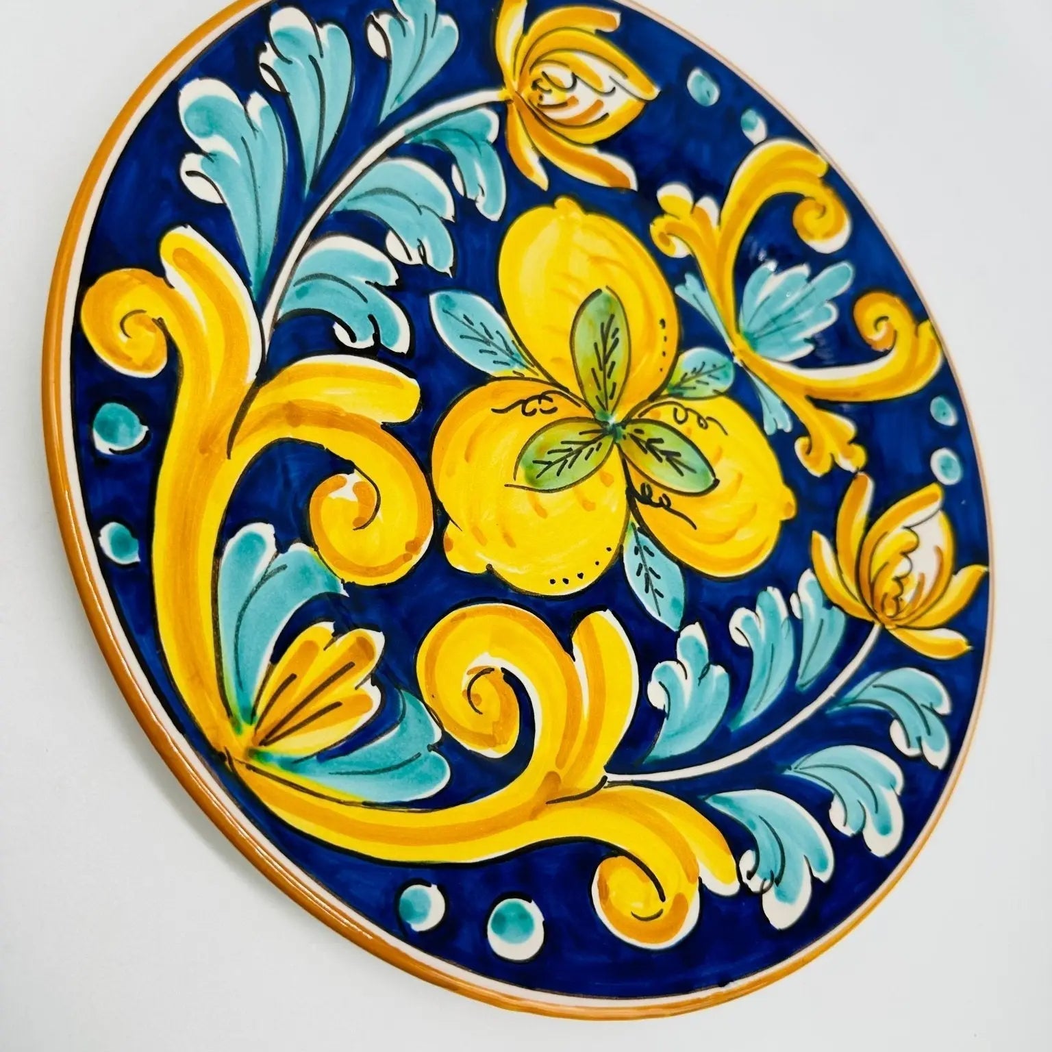 Piatto Piano Uso Alimentare Ceramica Caltagirone - Citron - PIATTI SERVIZIO