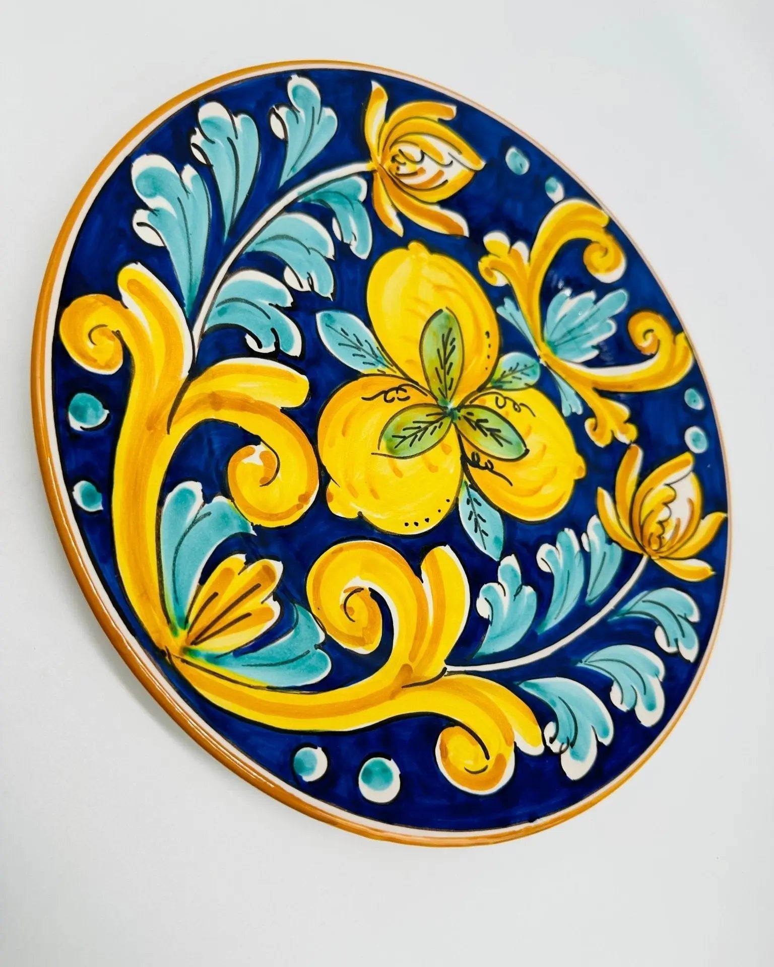 Piatto Piano Uso Alimentare Ceramica Caltagirone - Citron - PIATTI SERVIZIO