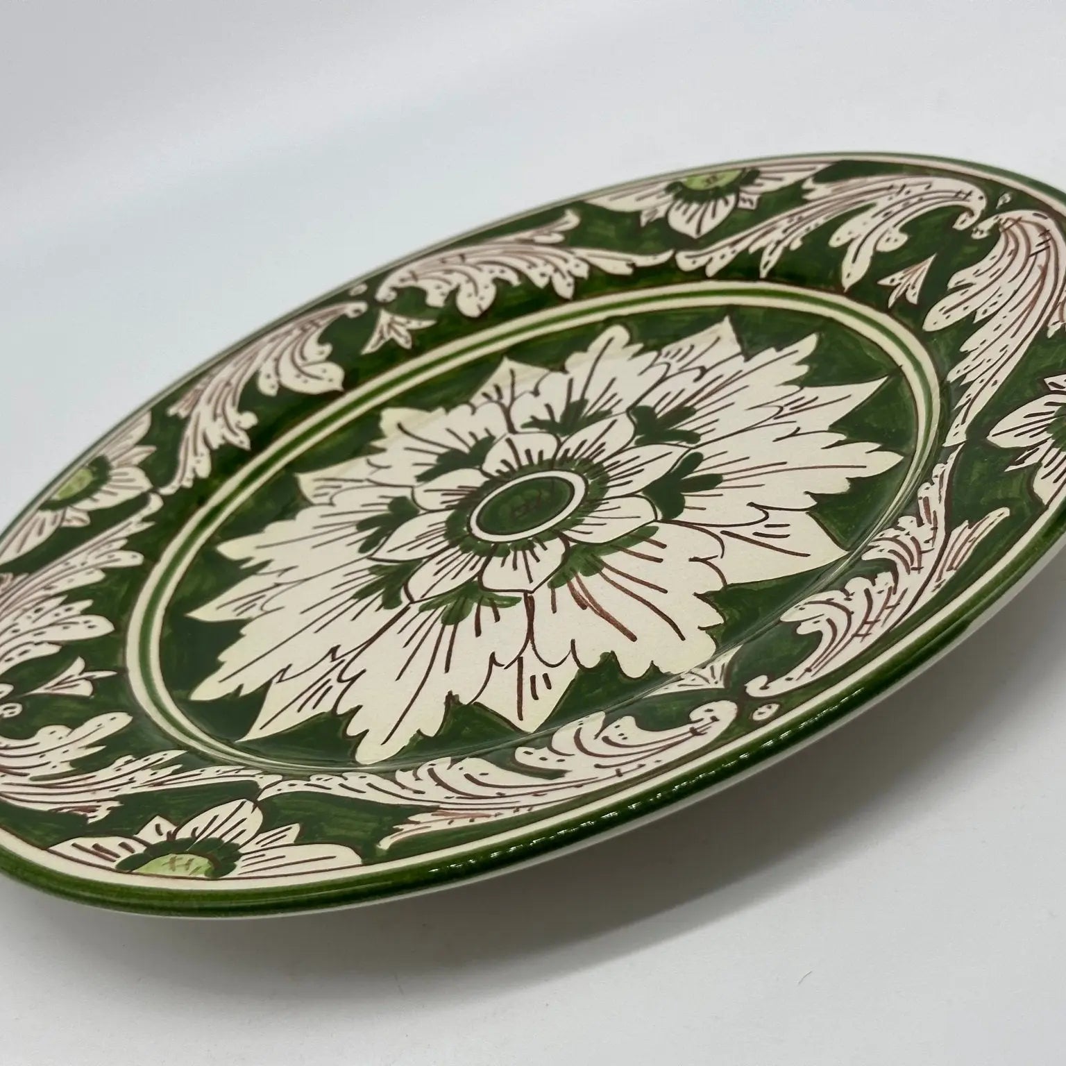 Piatto Piano Uso Alimentare Ceramica Caltagirone - Edera - PIATTI SERVIZIO