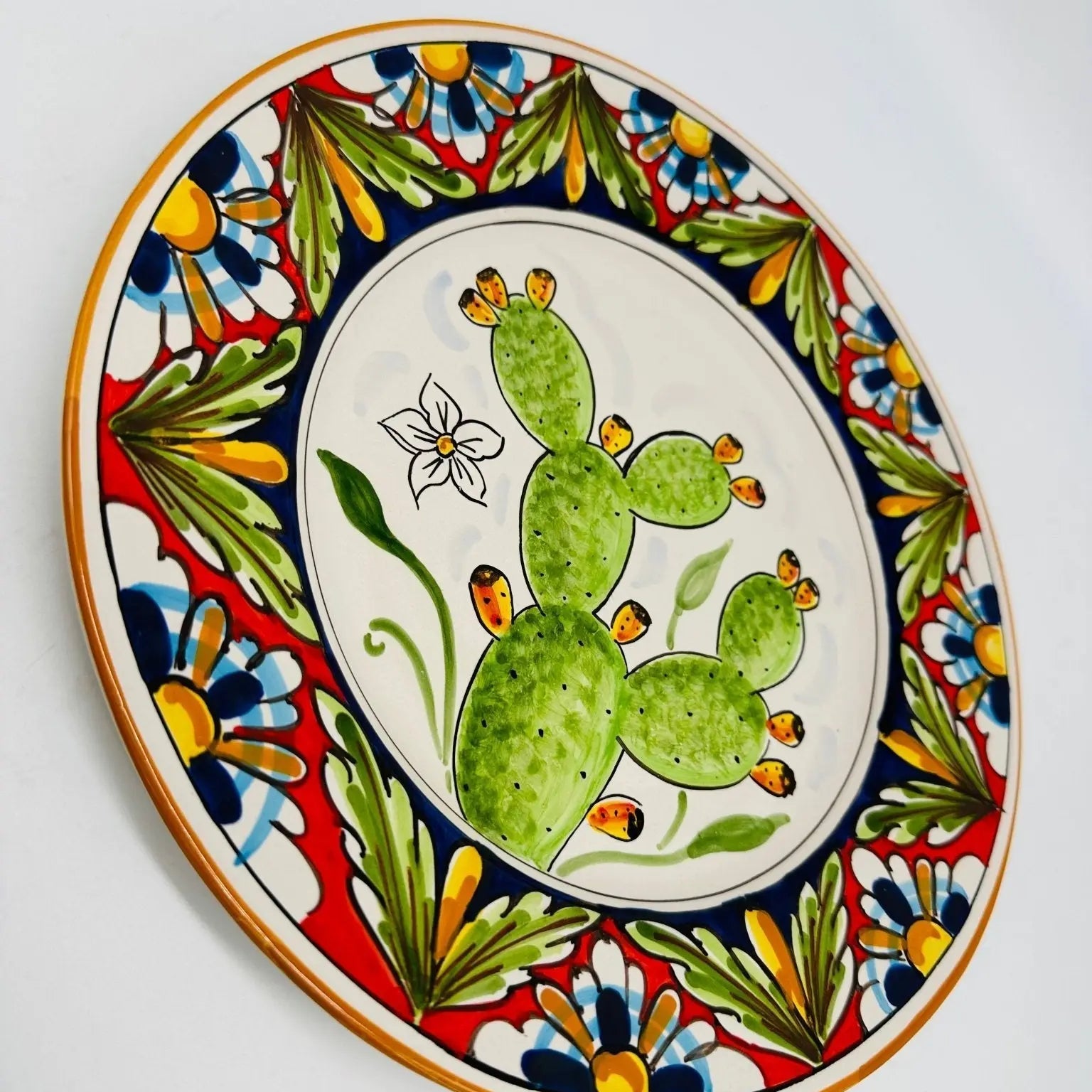 Piatto Piano Uso Alimentare Ceramica Caltagirone - Fico d’India - PIATTI SERVIZIO