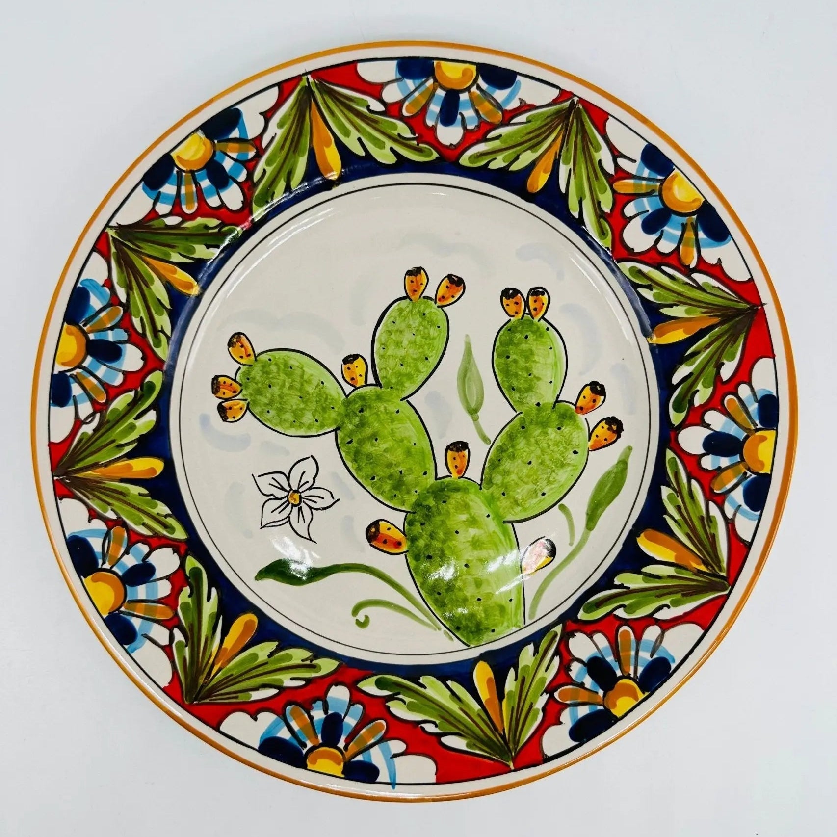 Piatto Piano Uso Alimentare Ceramica Caltagirone - Fico d’India - PIATTI SERVIZIO