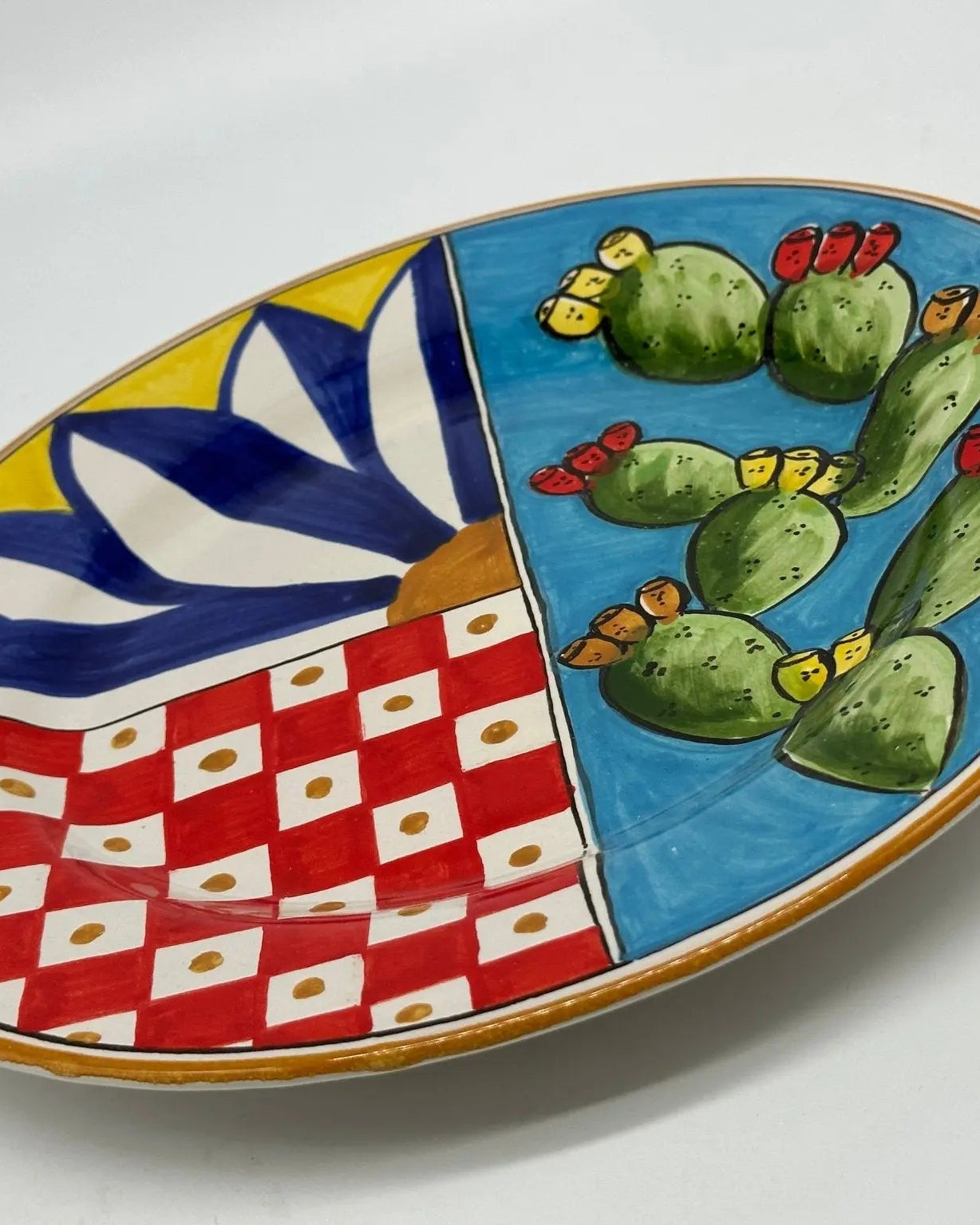 Piatto Piano Uso Alimentare Ceramica Caltagirone - Ficus - PIATTI SERVIZIO