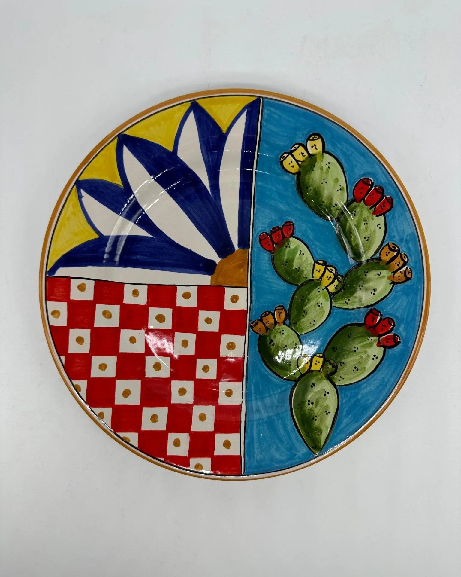 Piatto Piano Uso Alimentare Ceramica Caltagirone - Ficus - PIATTI SERVIZIO