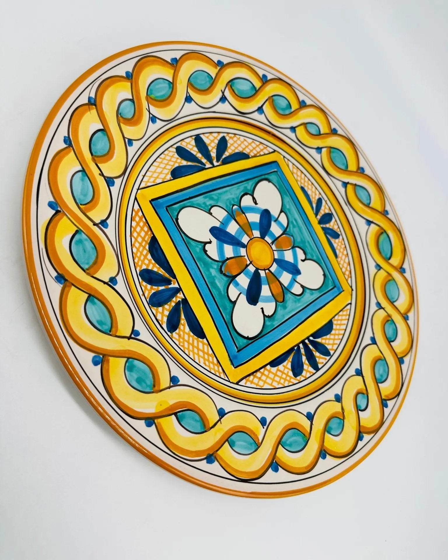 Piatto Piano Uso Alimentare Ceramica Caltagirone - Giadeite - PIATTI SERVIZIO