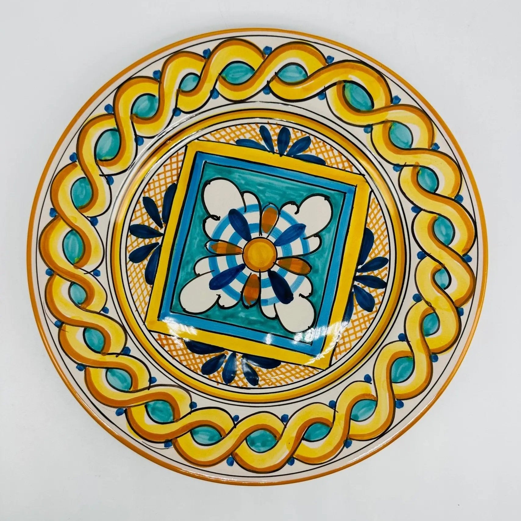 Piatto Piano Uso Alimentare Ceramica Caltagirone - Giadeite - PIATTI SERVIZIO