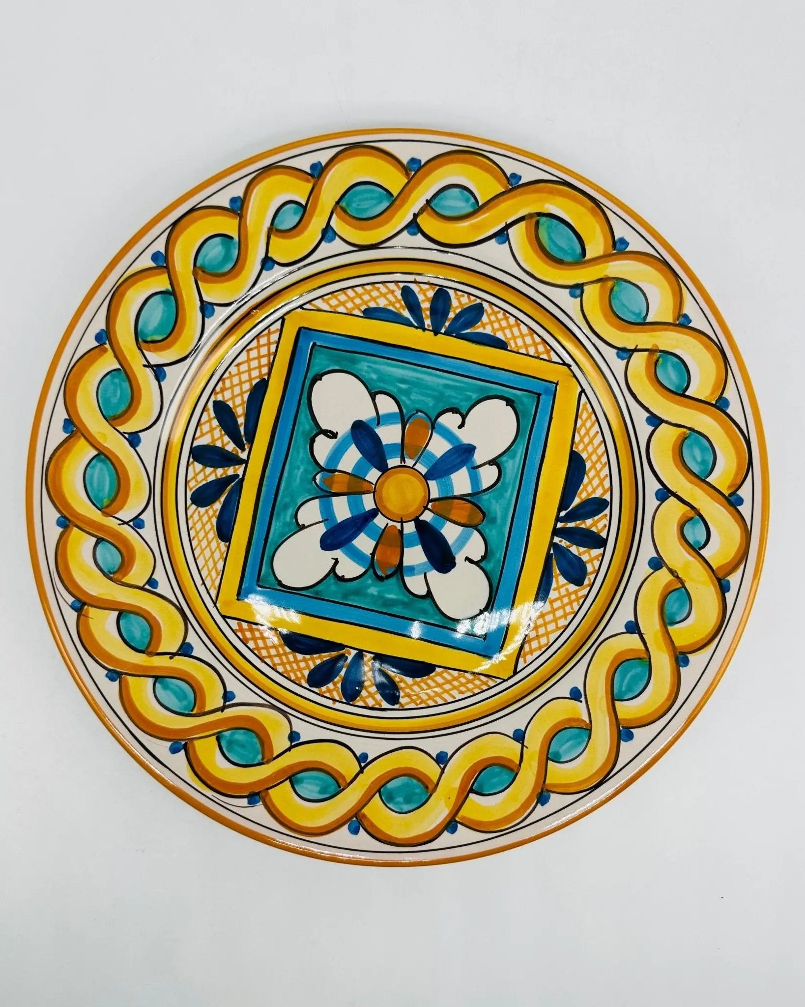 Piatto Piano Uso Alimentare Ceramica Caltagirone - Giadeite - PIATTI SERVIZIO