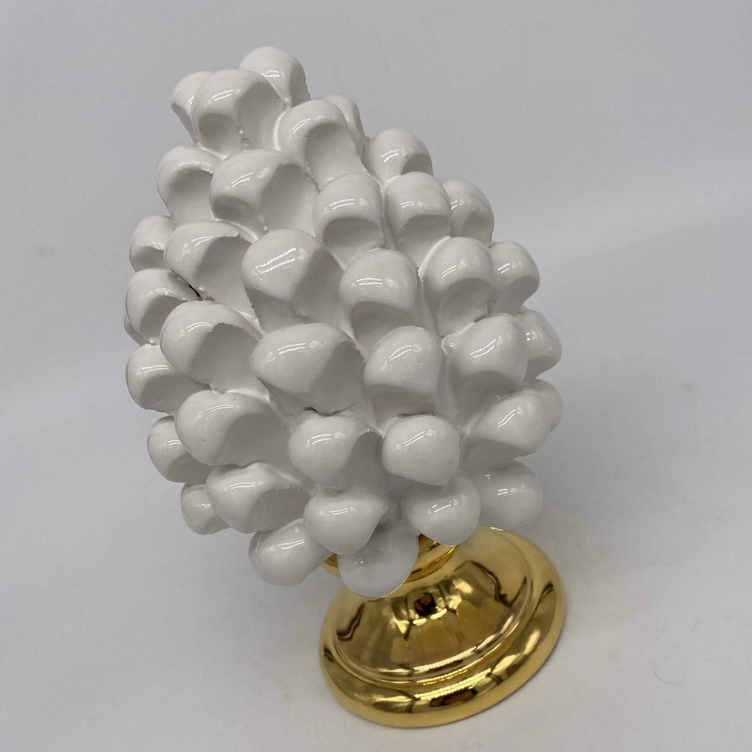 Pigna Aurum Ceramica Caltagirone cm H.15 Artigianale Bianco - DD CERAMICHE SICILIANE