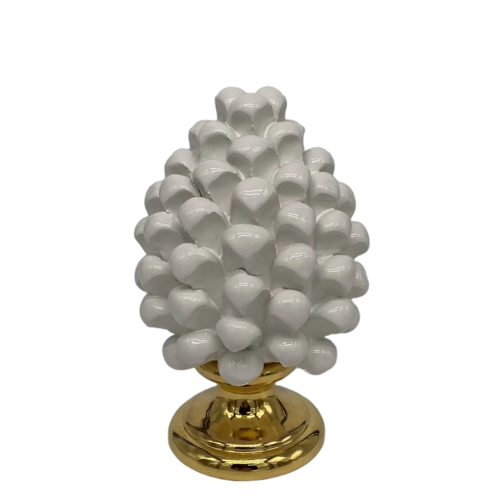 Pigna Aurum Ceramica Caltagirone cm H.15 Artigianale Bianco - DD CERAMICHE SICILIANE