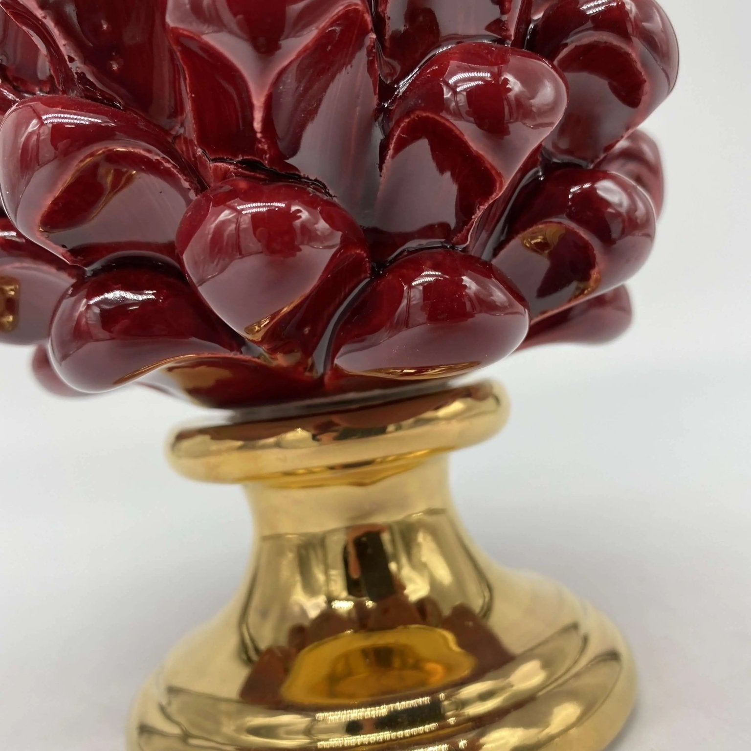 Pigna Aurum Ceramica Caltagirone cm H.15 Artigianale Bordeaux - DD CERAMICHE SICILIANE