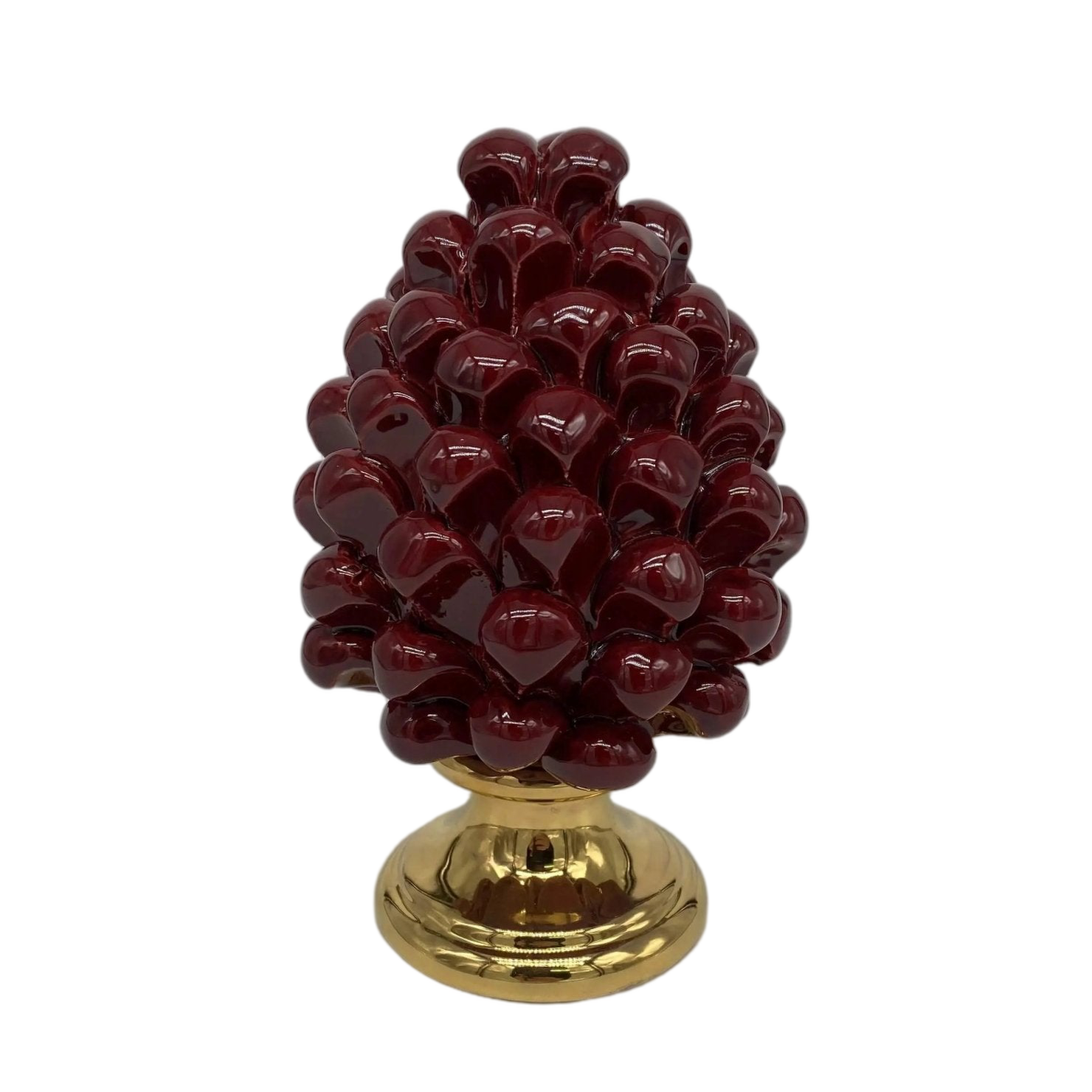 Pigna Aurum Ceramica Caltagirone cm H.15 Artigianale Bordeaux - DD CERAMICHE SICILIANE