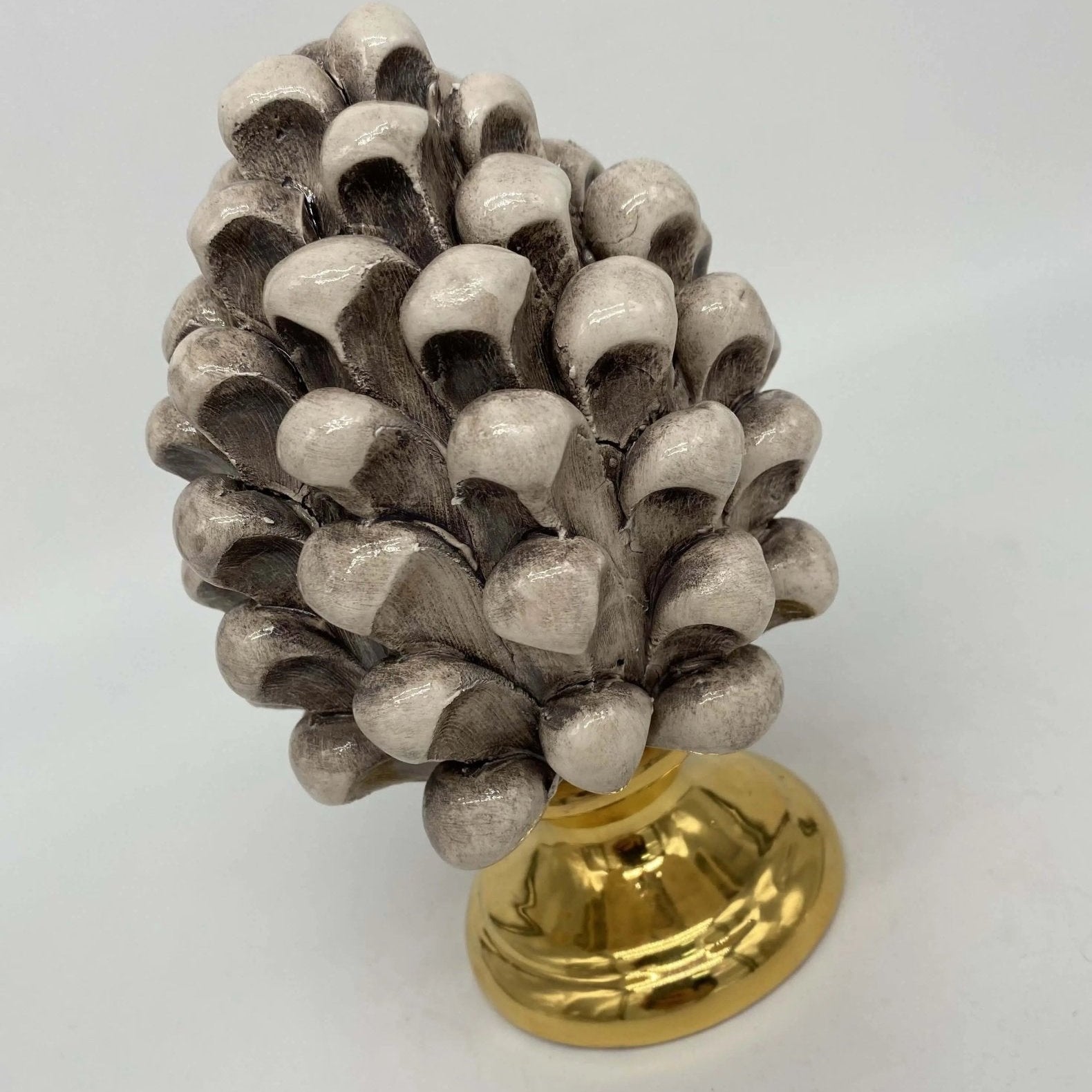 Pigna Aurum Ceramica Caltagirone cm H.15 Artigianale Écru - DD CERAMICHE SICILIANE