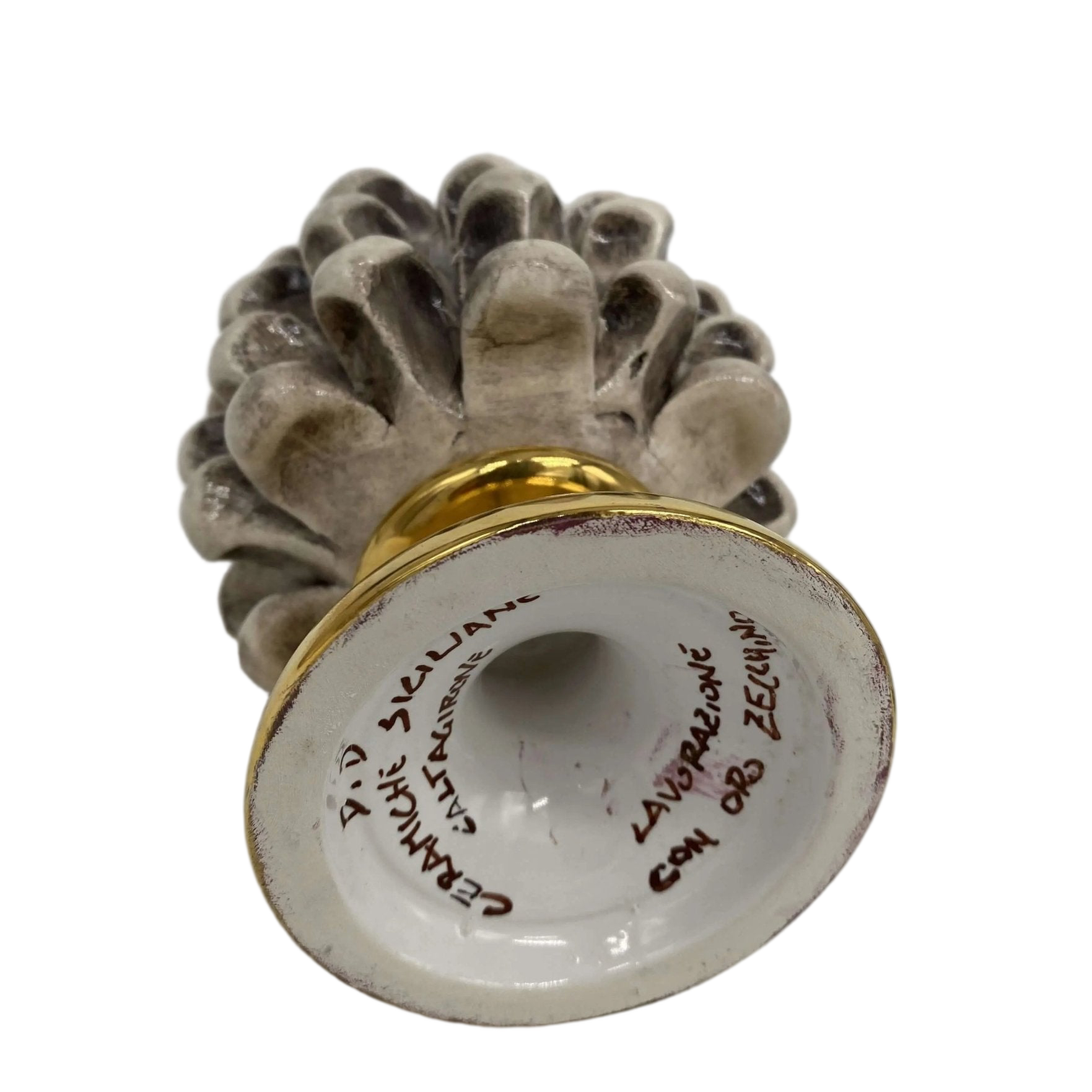 Pigna Aurum Ceramica Caltagirone cm H.15 Artigianale Écru - DD CERAMICHE SICILIANE