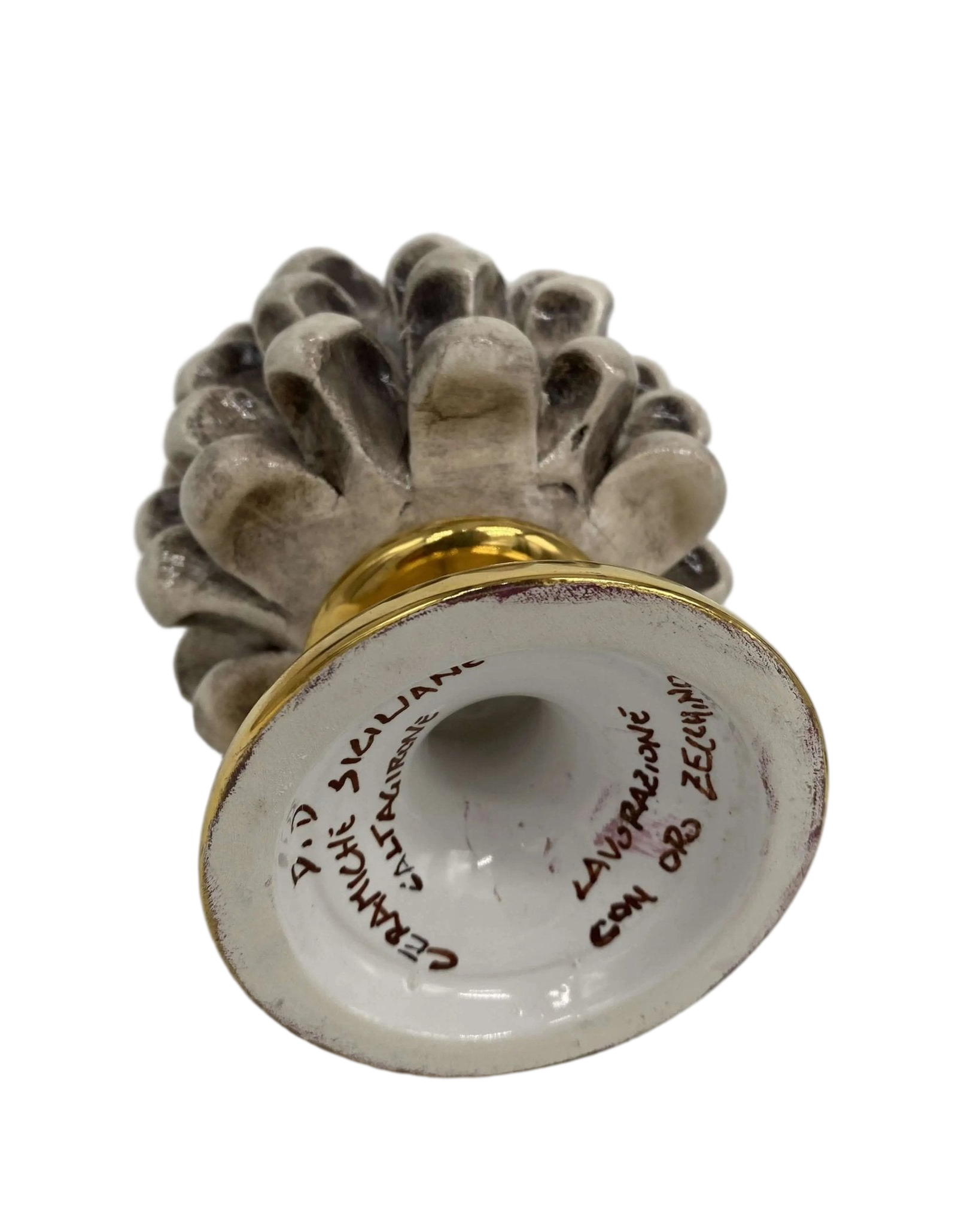 Pigna Aurum Ceramica Caltagirone cm H.15 Artigianale Écru - DD CERAMICHE SICILIANE