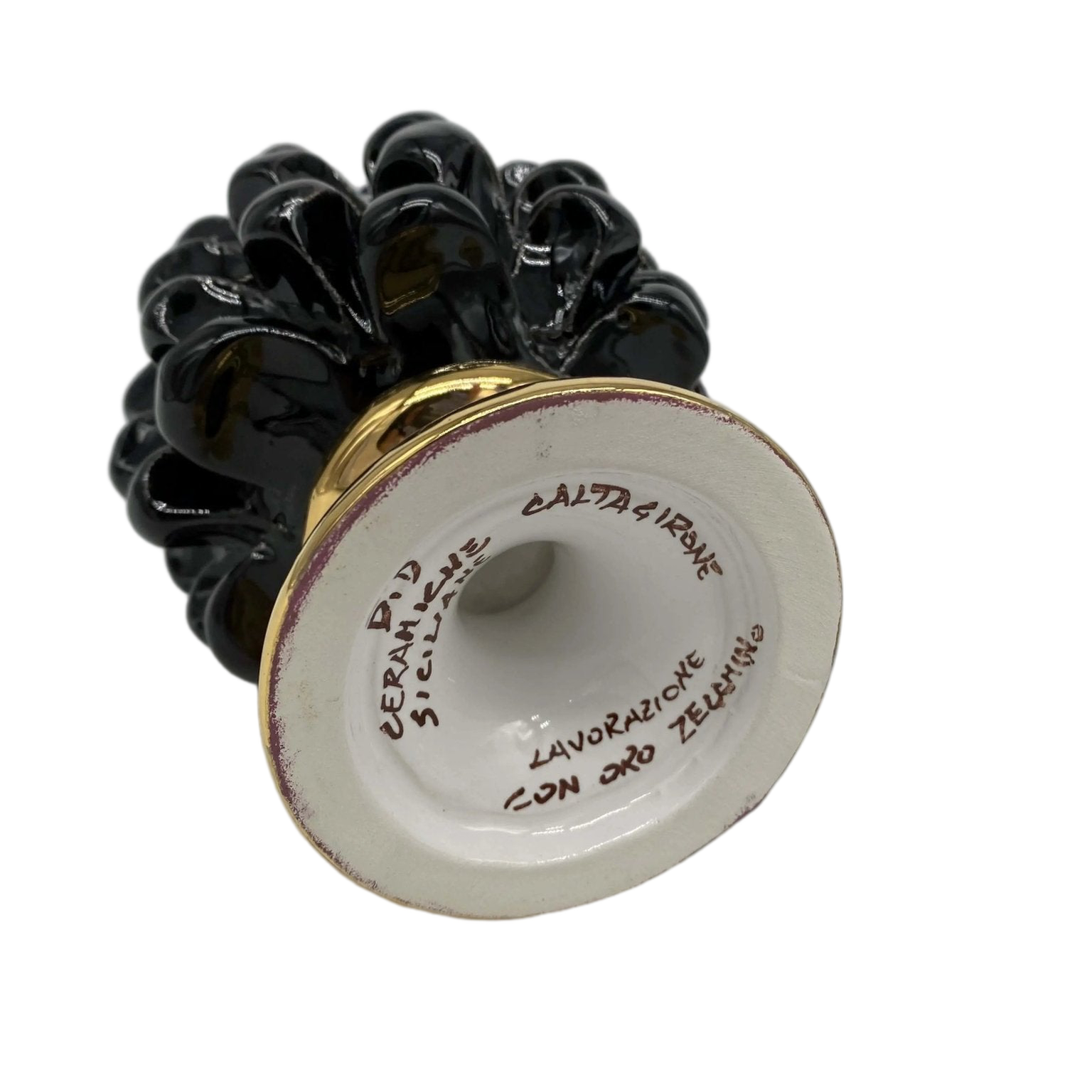 Pigna Aurum Ceramica Caltagirone cm H.15 Artigianale Nero - DD CERAMICHE SICILIANE