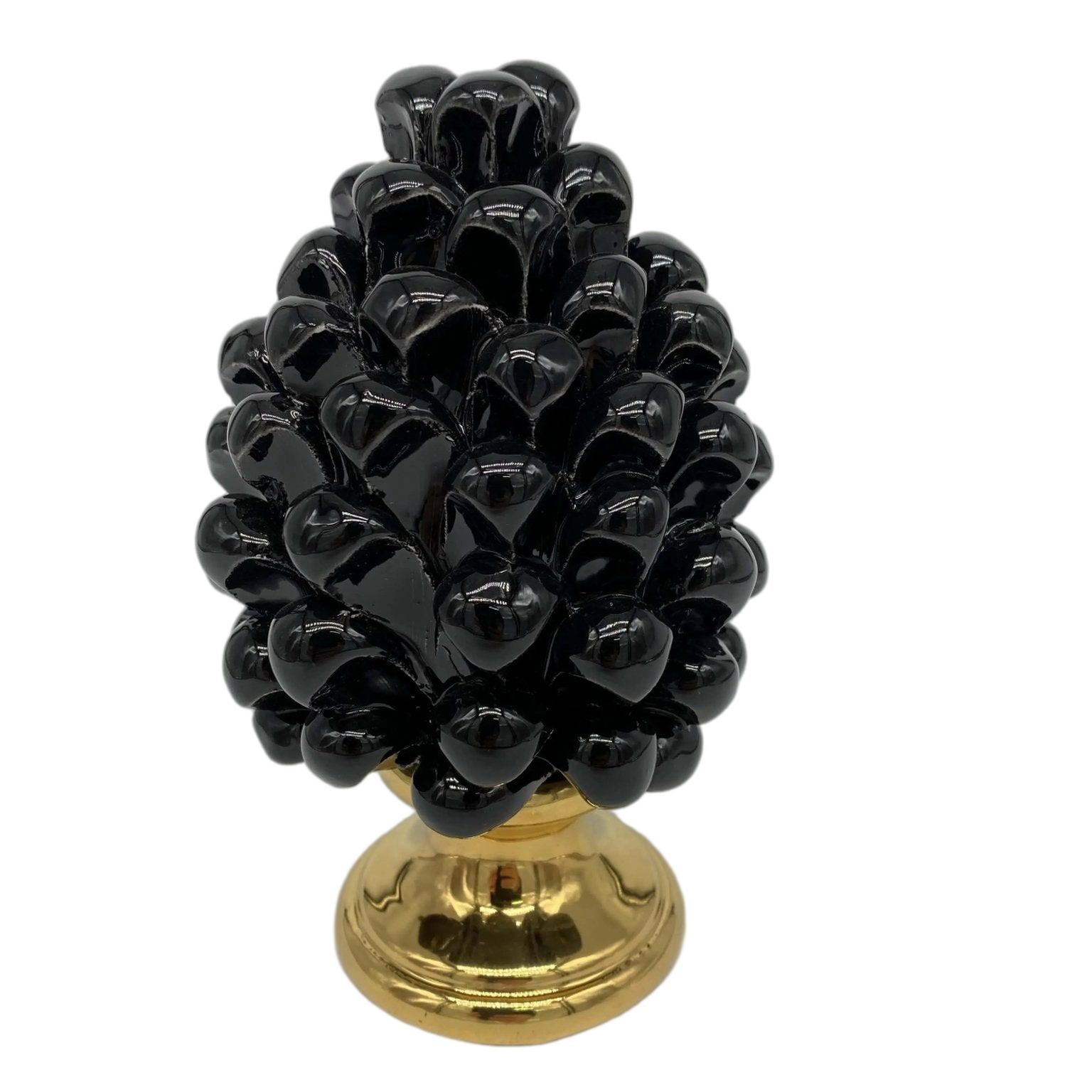 Pigna Aurum Ceramica Caltagirone cm H.15 Artigianale Nero - DD CERAMICHE SICILIANE