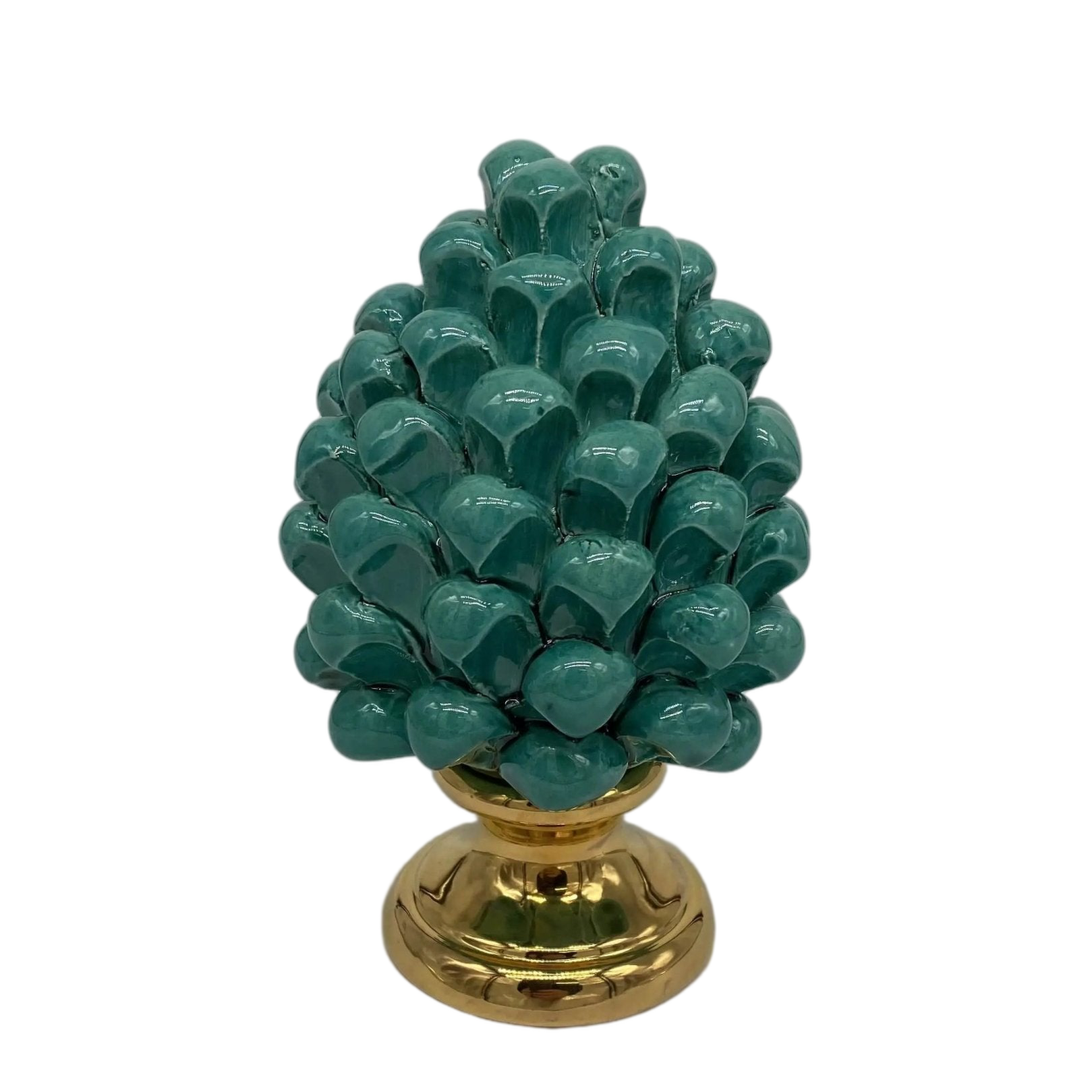 Pigna Aurum Ceramica Caltagirone cm H.15 Artigianale Verde Acqua - DD CERAMICHE SICILIANE